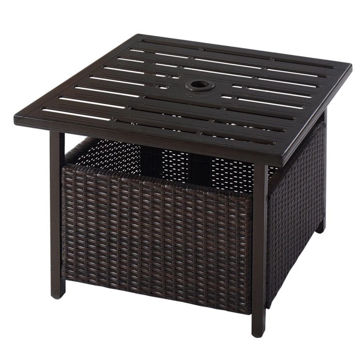 Hivvago Outdoor Patio Rattan Wicker Steel Side Deck Table