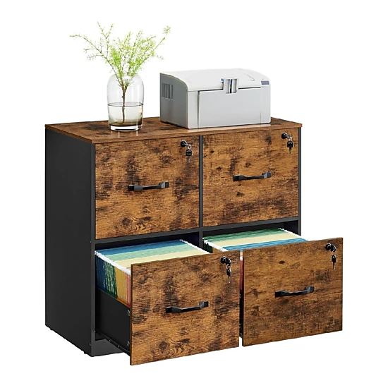 BebreezChic 4 Drawer File Cabinet with Lock, Printer Stand, A4/Letter ...