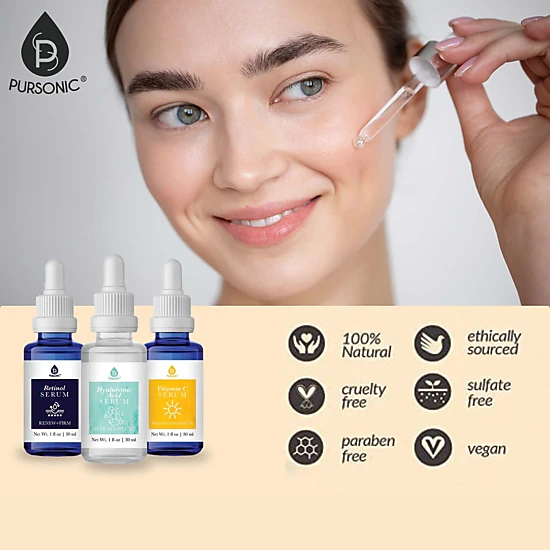 Pursonic Women’s Anti-Aging Skincare Set: 7-in-1 Facial Therapy Device & Anti-Aging Serum Bundle