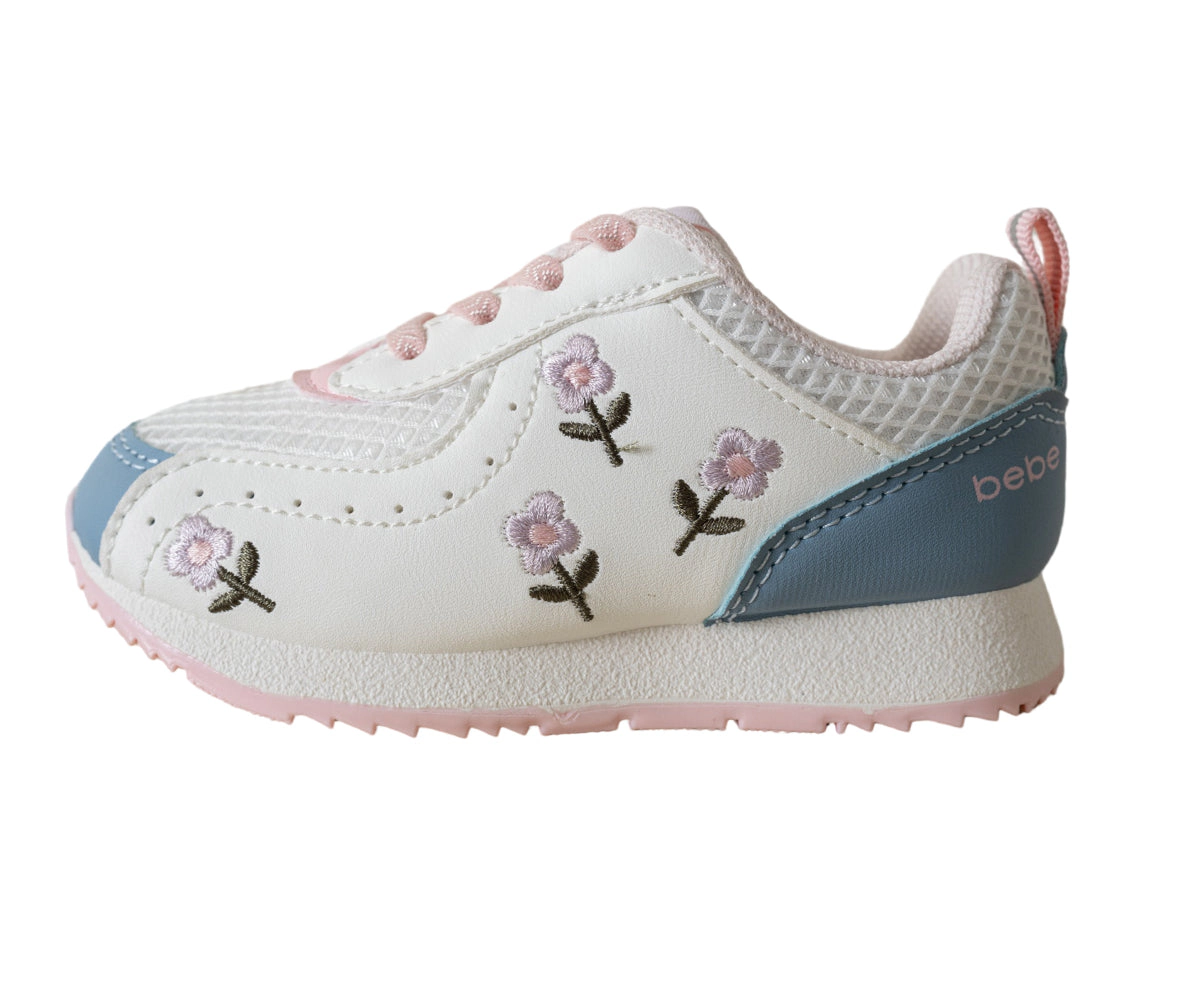 Bebe Girl's Toddler Flower Embroidery Lace-Up Sneakers