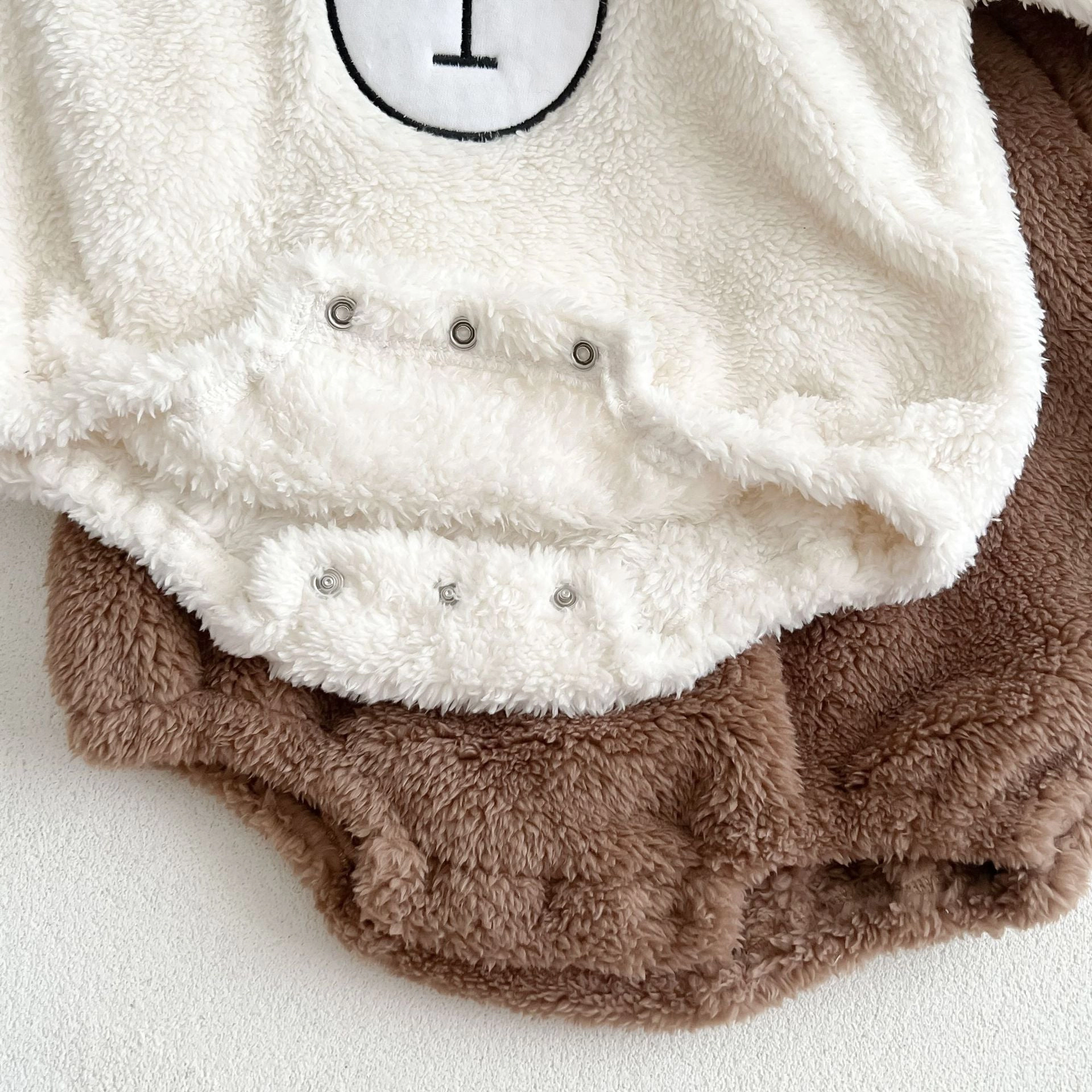 Mykids-usa Baby Bear Embroidered Pattern Soft Bodysuits In Autumn