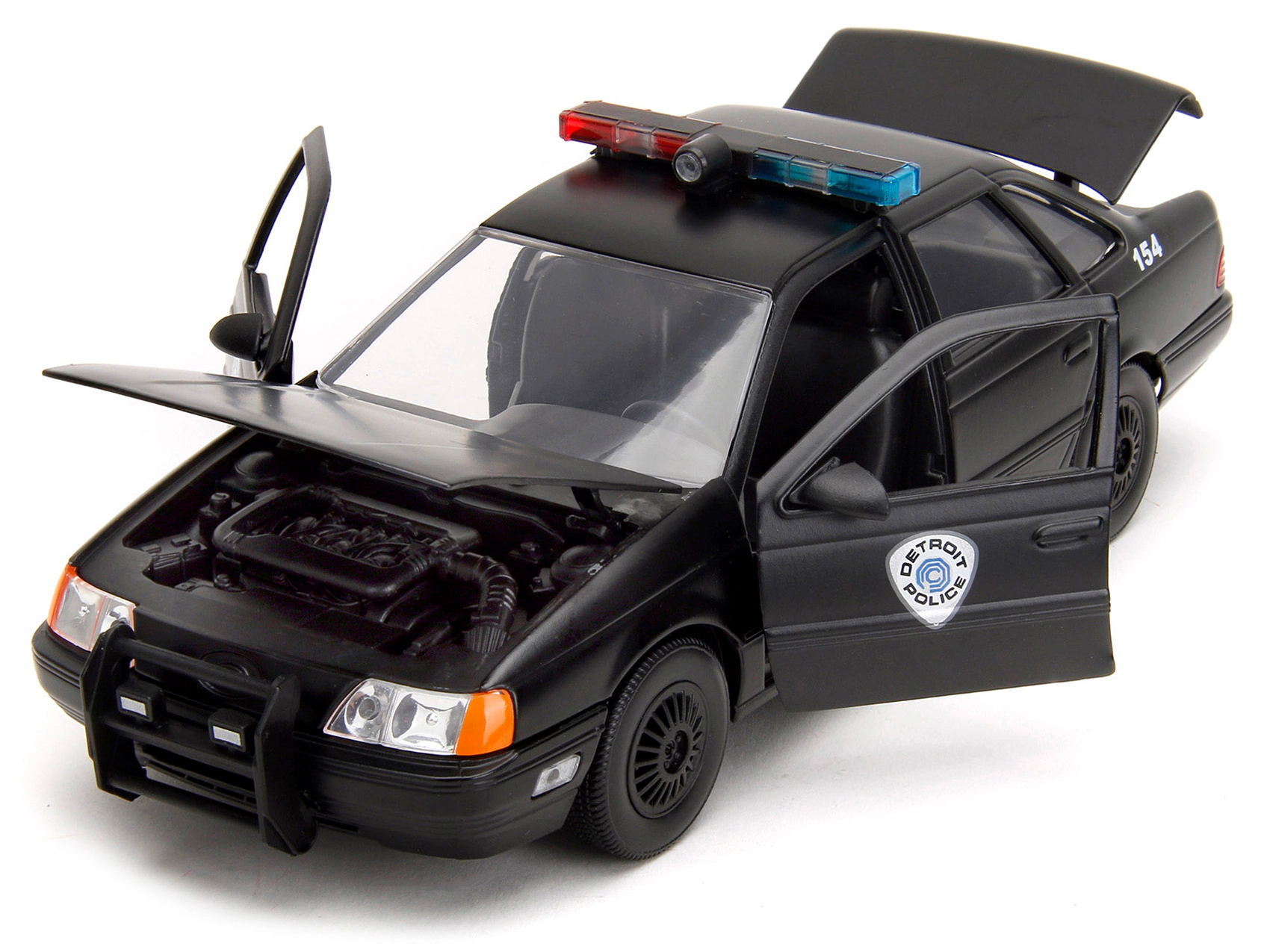 Jada Collectible Ford Taurus Ocp Matt Black "Detroit Police" And Robocop Diecast Figure 35Th Anniversary (1987)