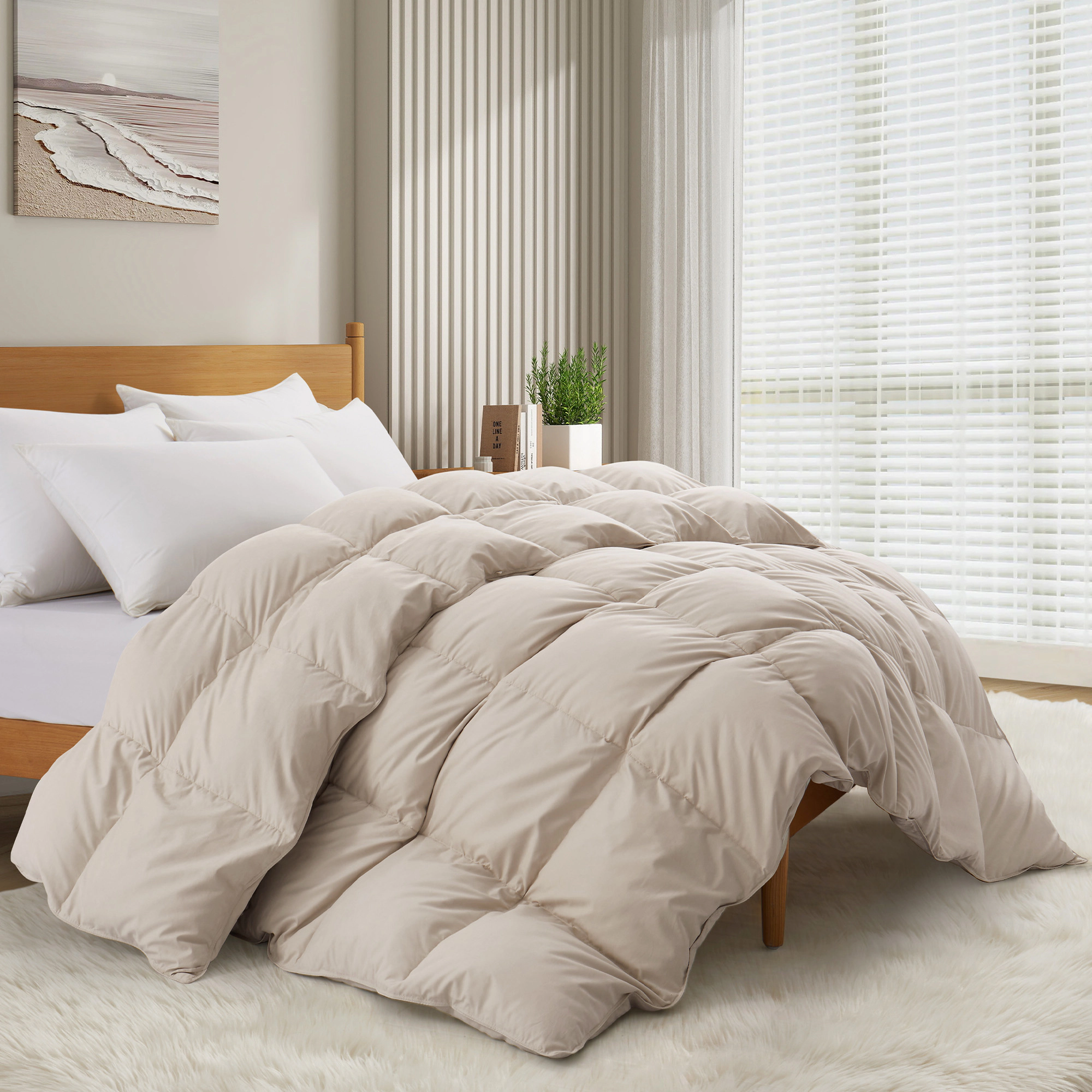 PEACENEST Winter Warm Feather Fiber Comforter Plush Cozy Bedding Insert