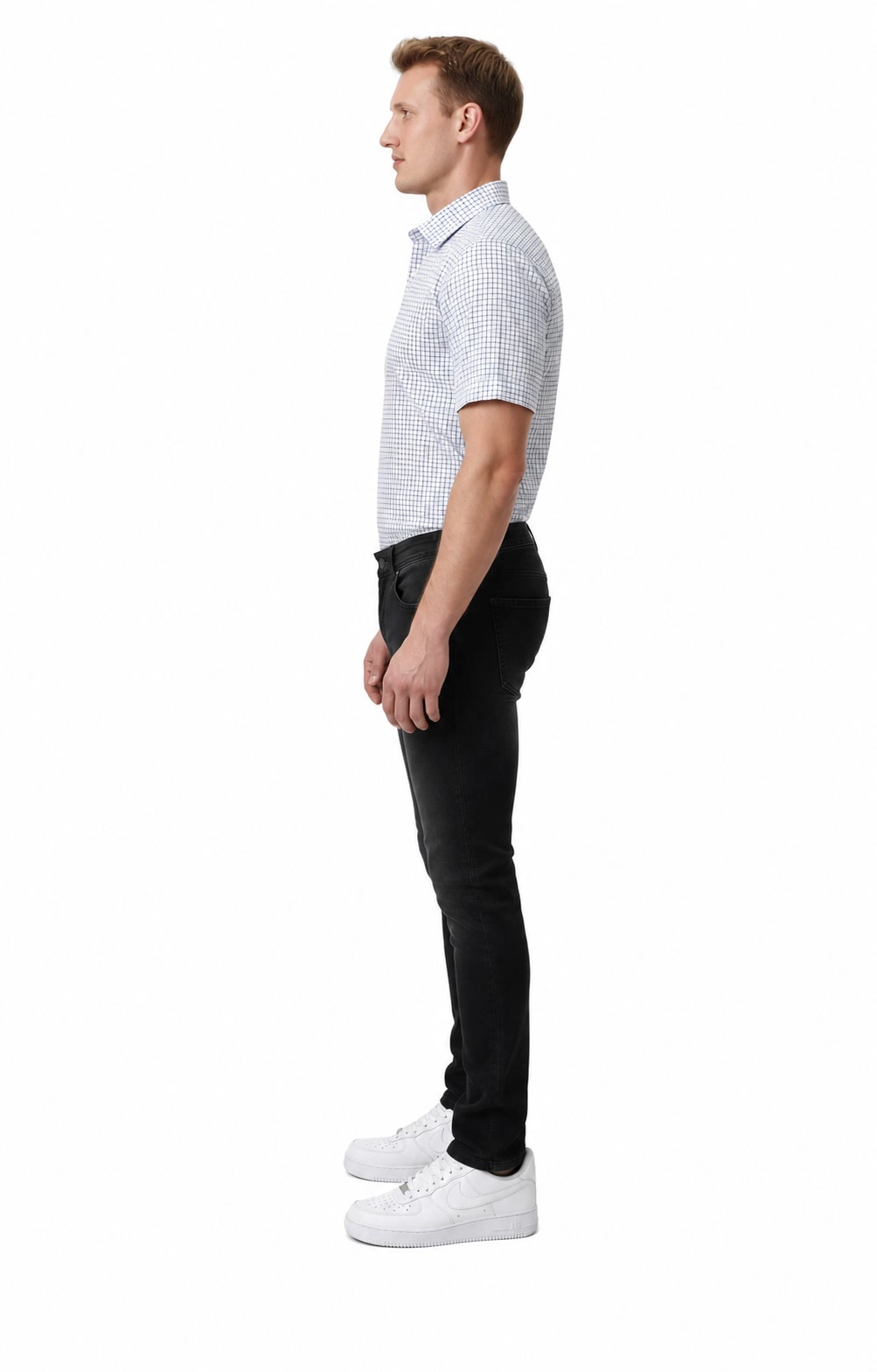 Elie Balleh Slim Fit Mens Plaid Short Sleeve Button-Down Shirt