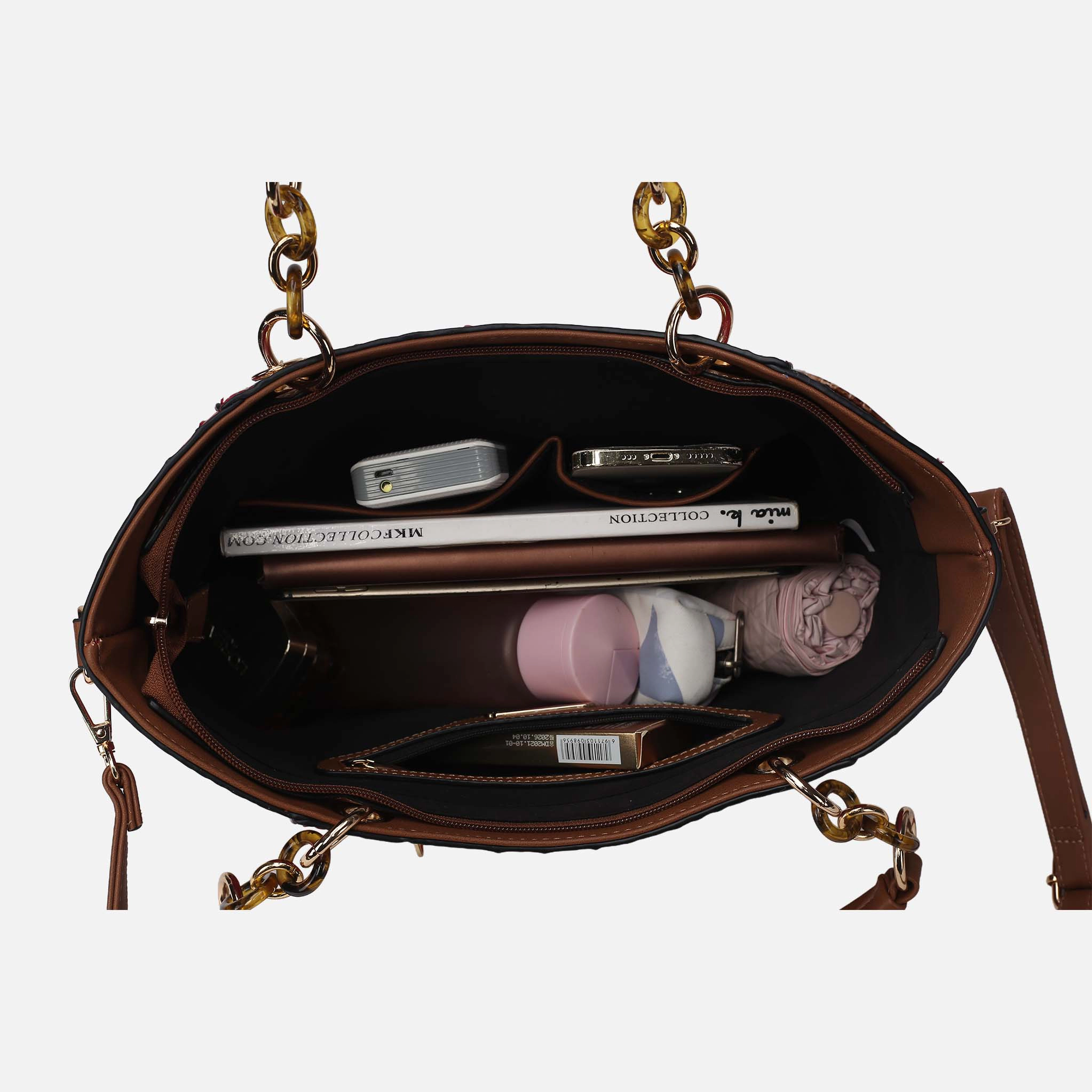 Mia K Collection Merlina Faux Crocodile Tote Bag with Detachable Crossbody Strap
