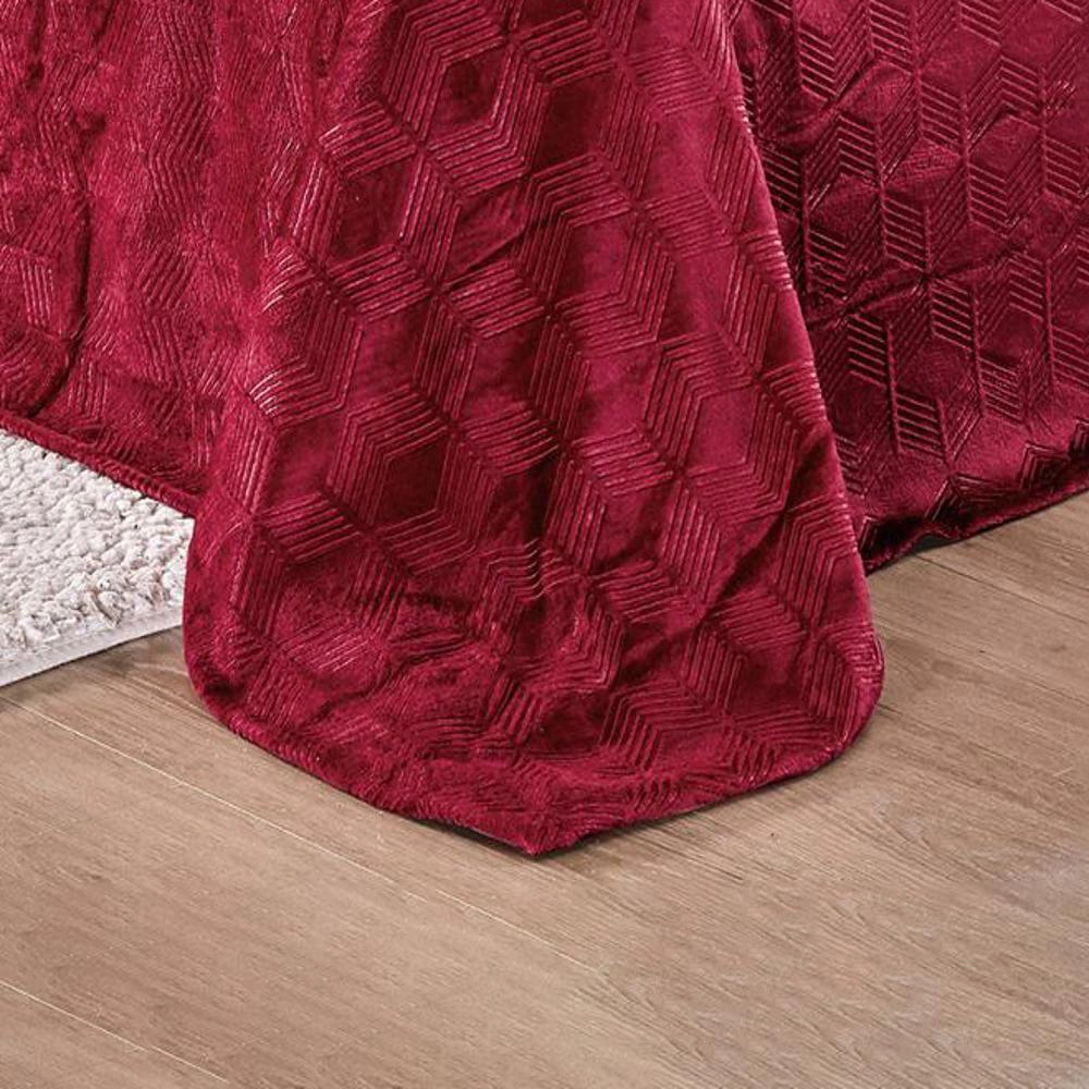 Amrani Bedcover Embossed Blanket, Soft Premium Micro Plush Queen Burgundy by Plazatex