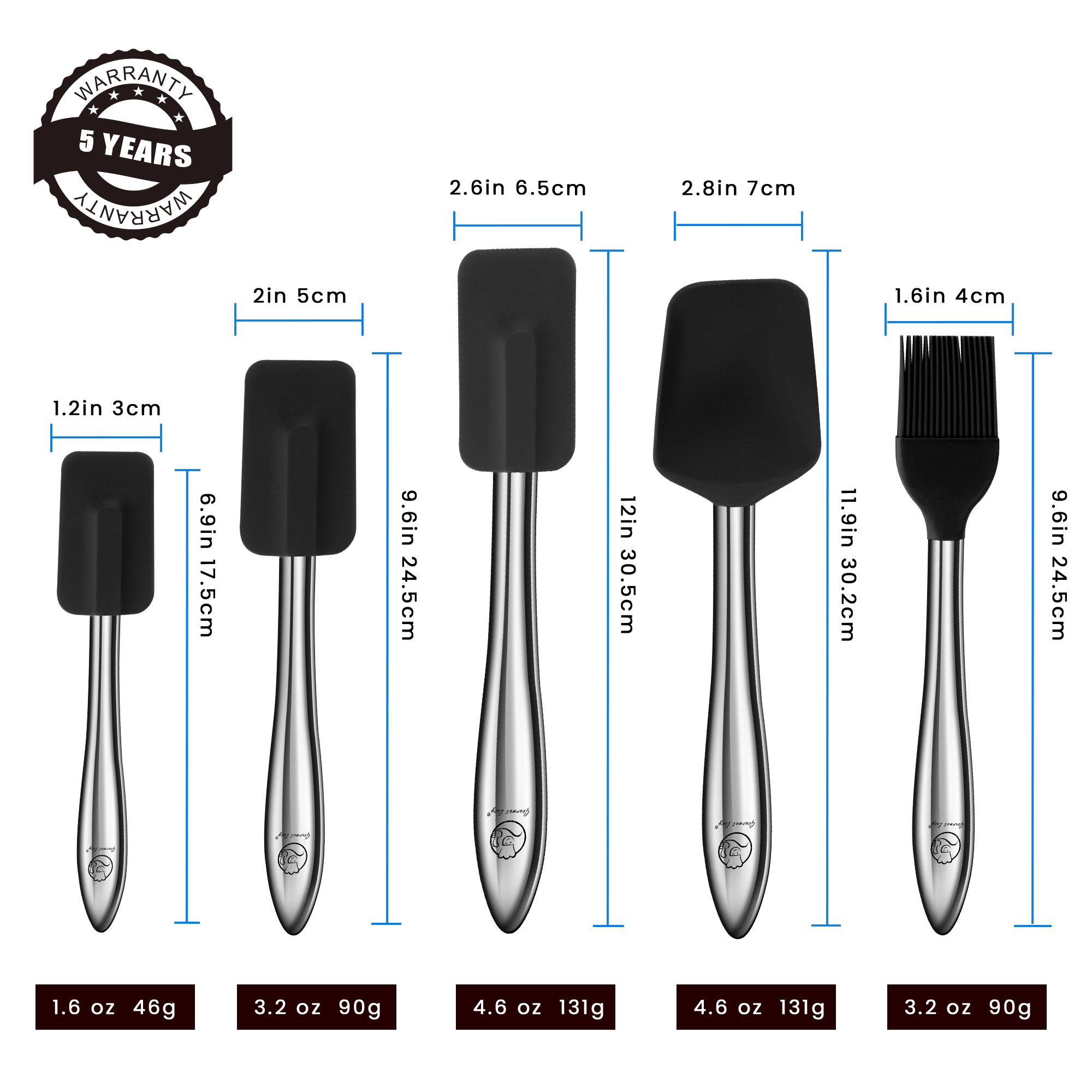 Gourmet Easy 5pcs Silicone Spatula Set