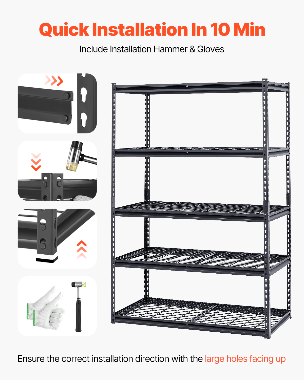 HONGGE Storage Shelves Heavy Duty Garage Shelving Adjustable Metal Shelves for Industrial Shelving Unit Utility Shelf