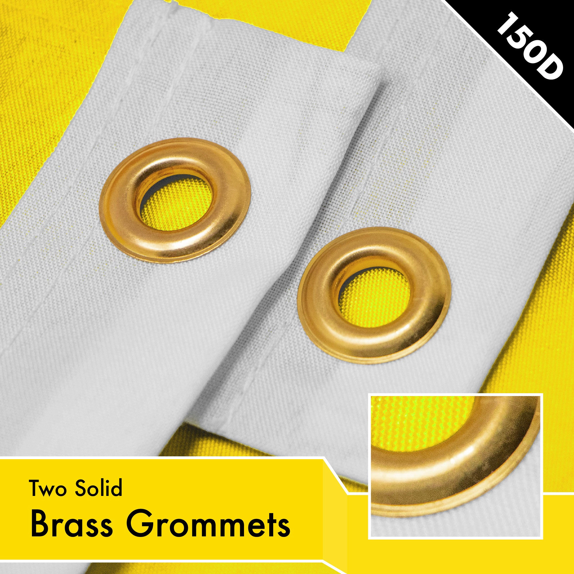 G128 Solid Yellow Flag 2x3 Ft - LiteWeave Pro 150D Polyester, Dye-Sublimated, Brass Grommets