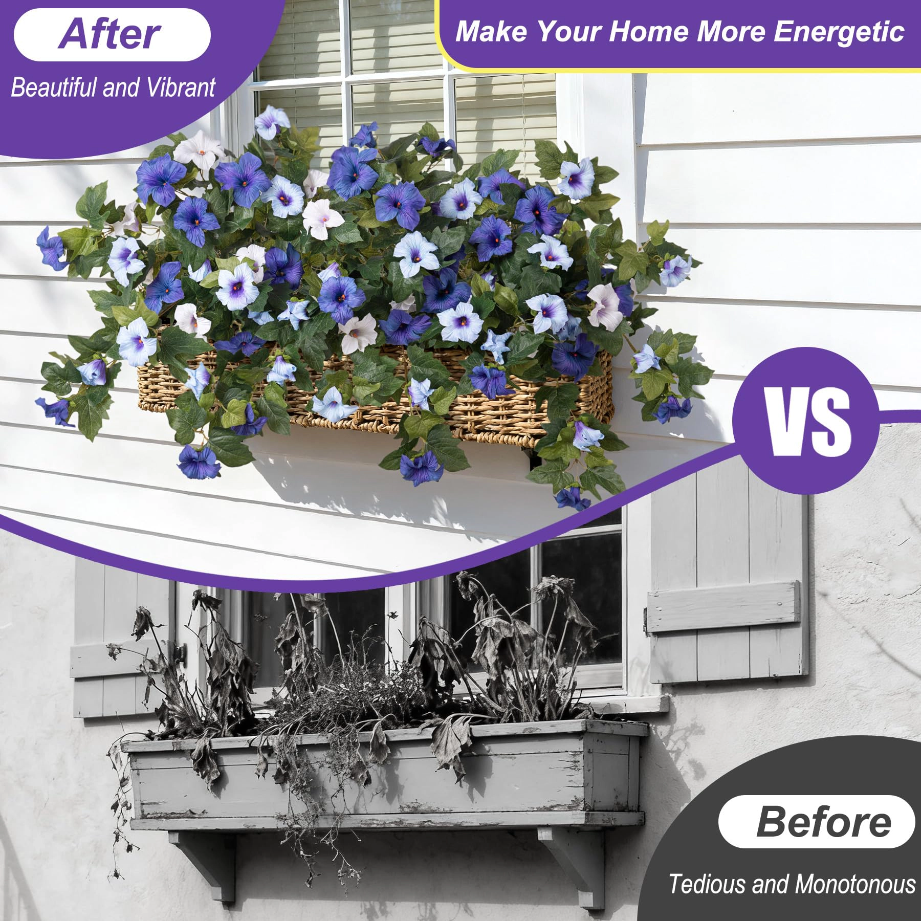 PUPWE Artificial Fall Flowers Petunias Plants For Outdoor Decoration
