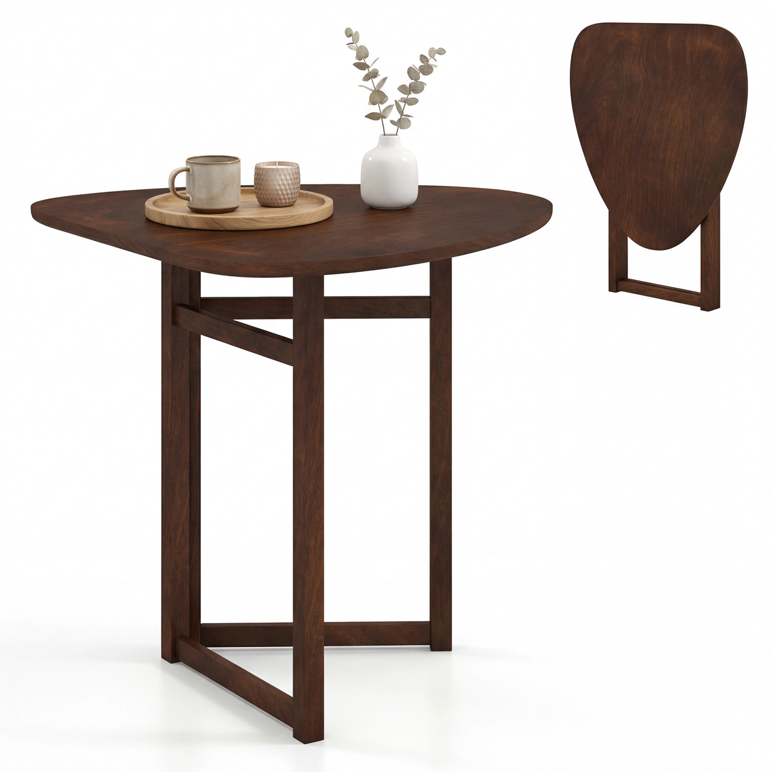 LJG Foldable Dining Table 31.5" Triangular Small Kitchen Table for 2