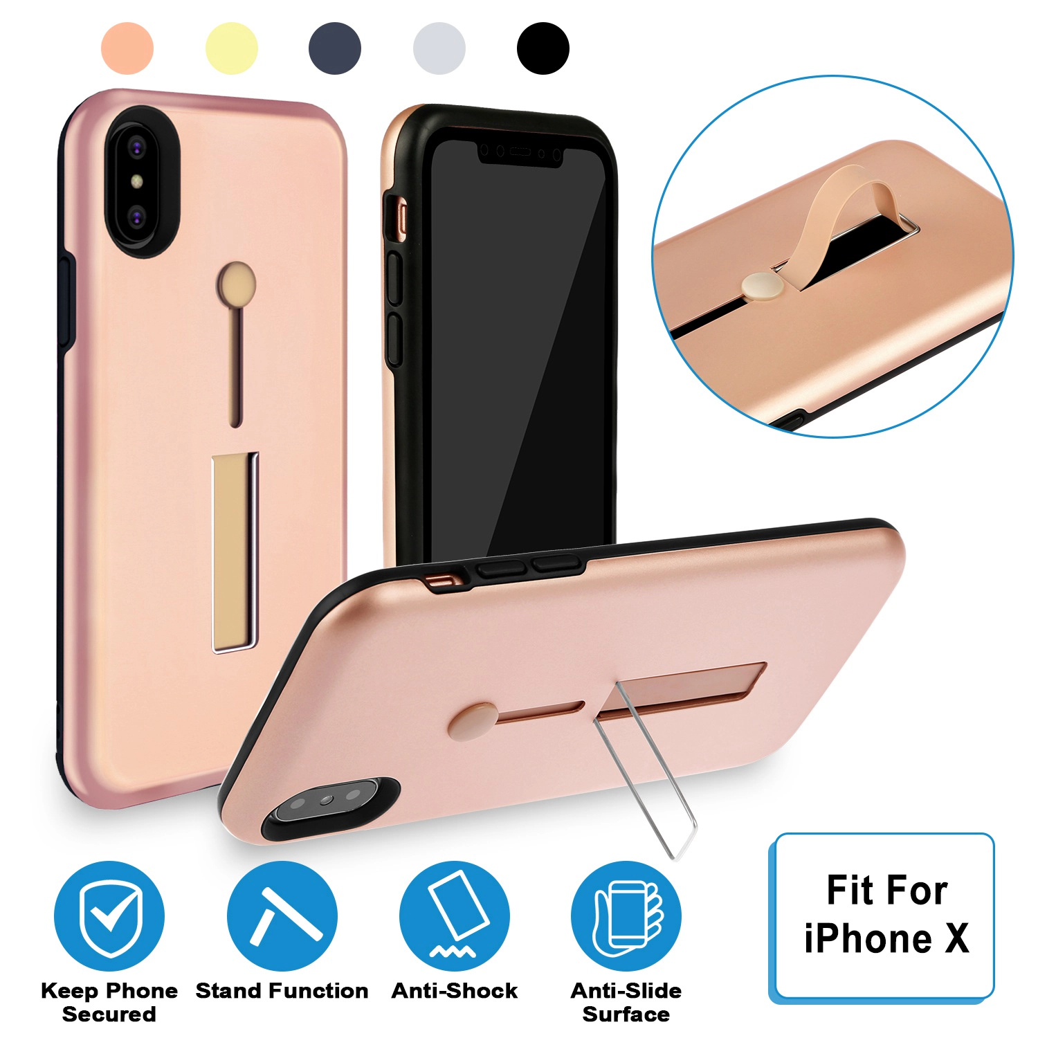GBruno Dual-Layer IPhone X Case With Finger Strap