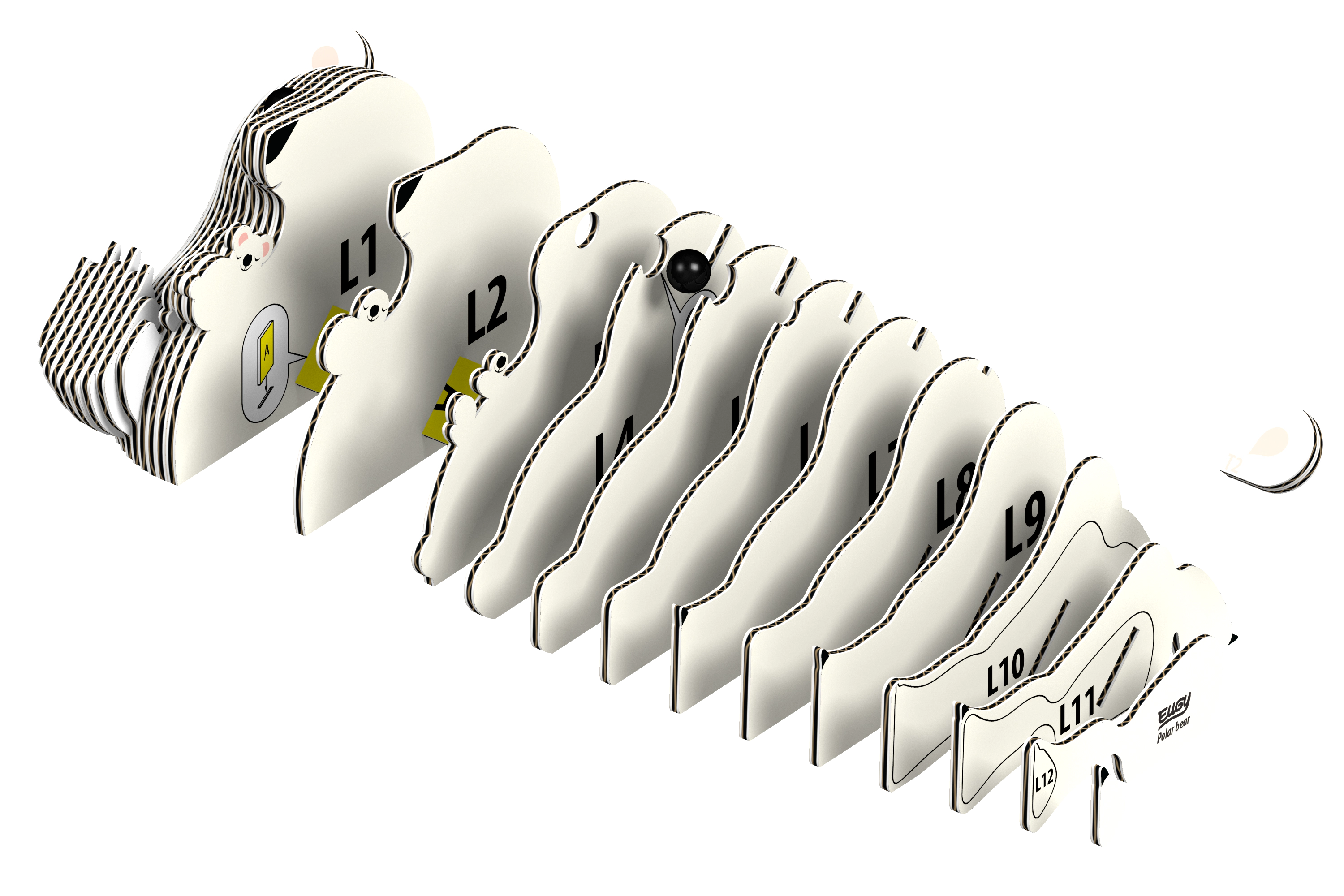 EUGY Polar Bear 3D Puzzle - contains 30 puzzle pieces