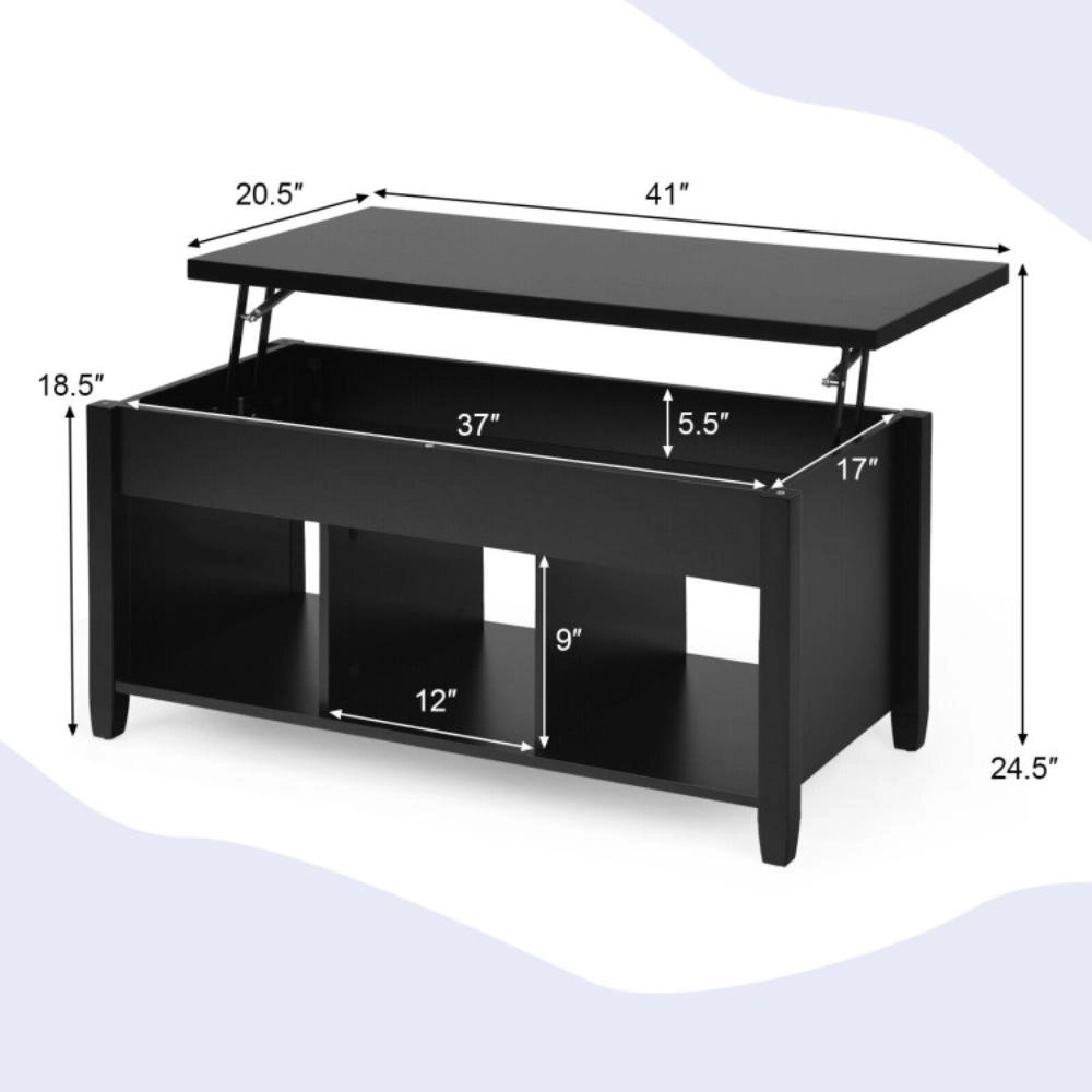 Hivvago Lift Top Coffee Table With Hidden Storage Compartment-Black