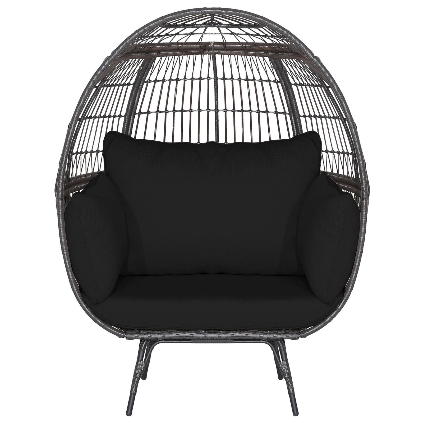Hivvago Oversized Patio Rattan Egg Lounge Chair With 4 Cushions-Navy