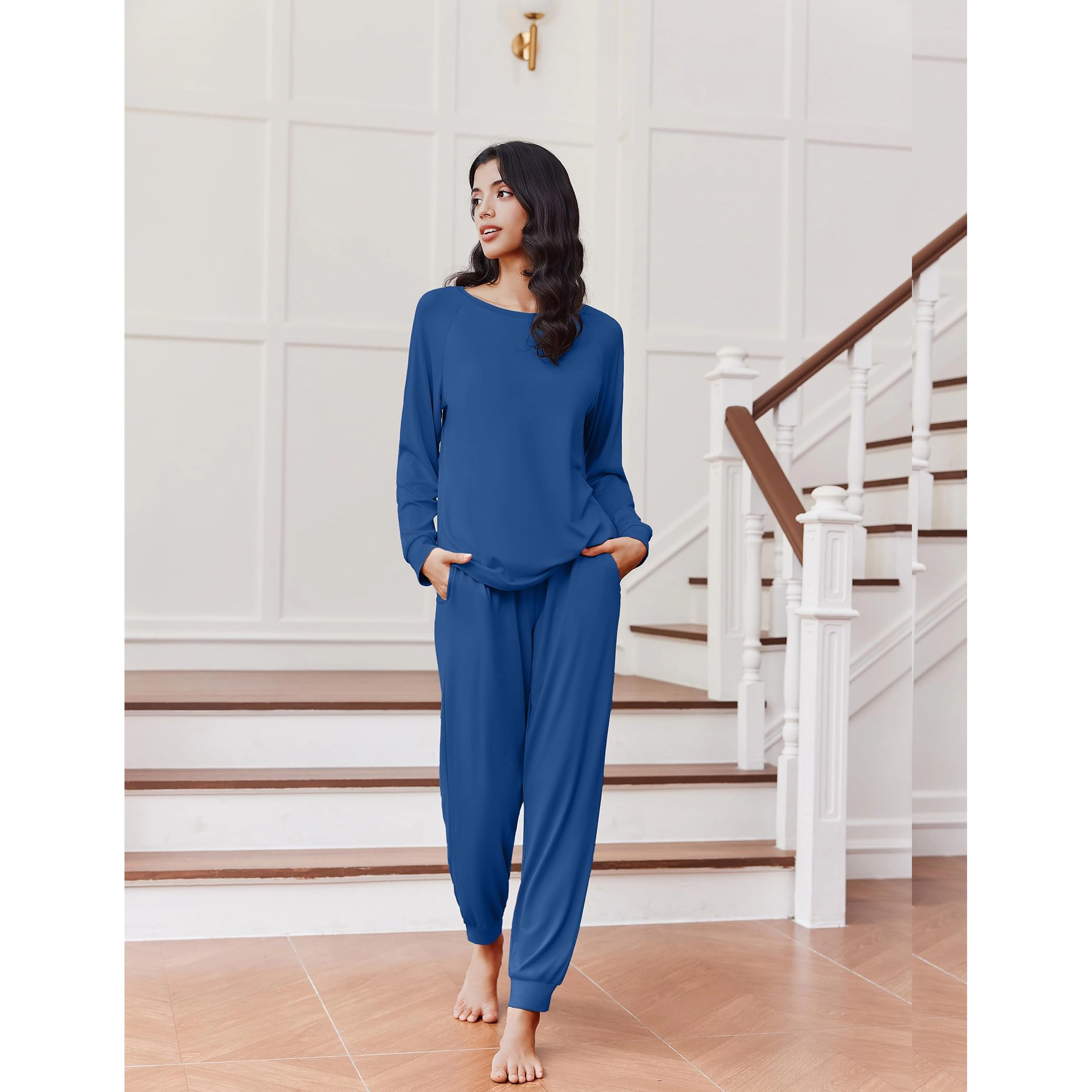 Ekouaer Comfy Pajamas Set Housewear Suit Sleepwear Soft Loungewear Winter