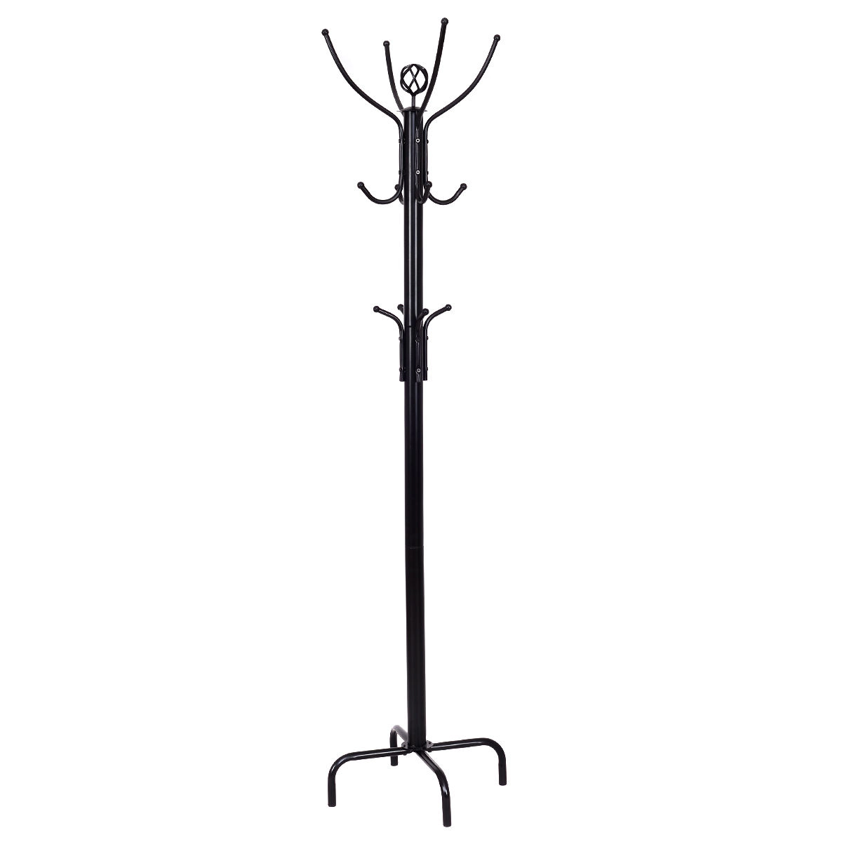 SUGIFT Metal Coat Rack Black Freestanding Coat Tree with 12 Hooks