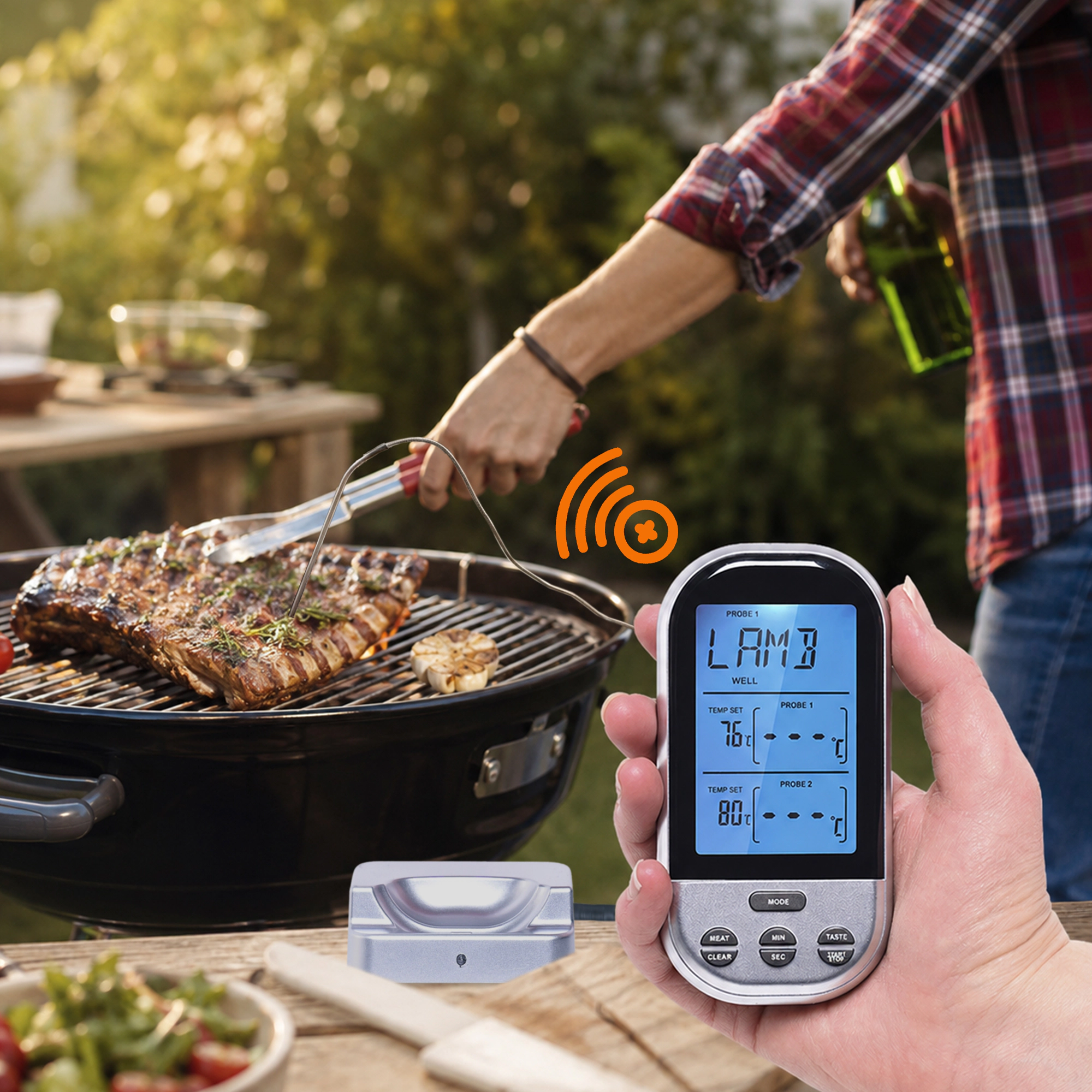 Cheer Collection Wireless Digital Food Thermometer with Remote Display and Probe