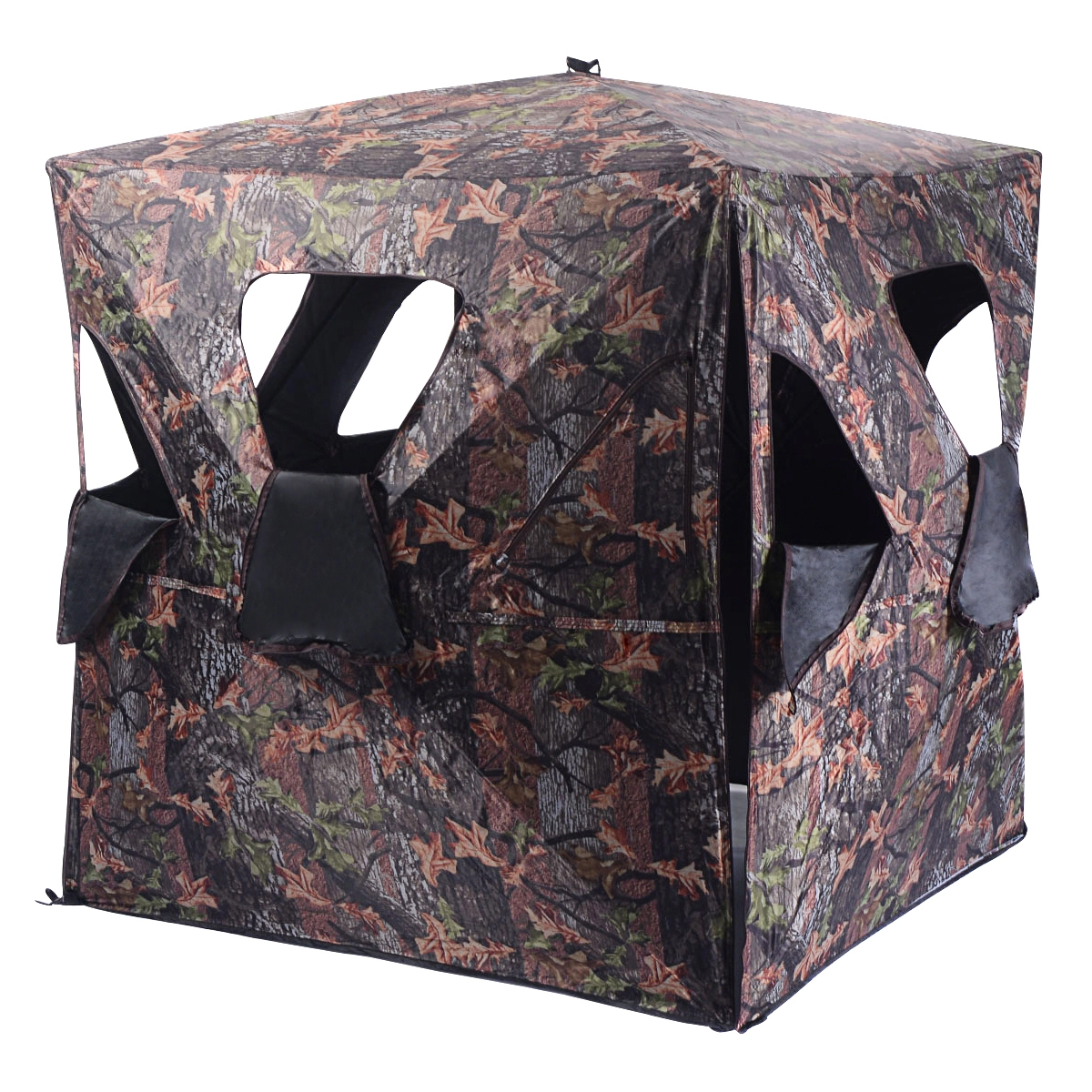 SUGIFT Portable Pop Up Ground Hunting Blind Tent with Full View Windows 65-in Tall Fiberglass Frame 12-lb Camo