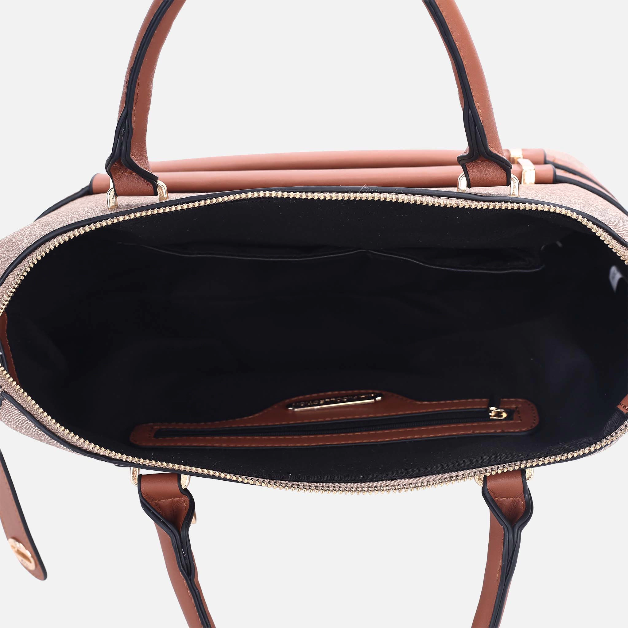 Mia K Collection Faux Leather Tote Bag, Gold-Tone Hardware, Zipper Closure