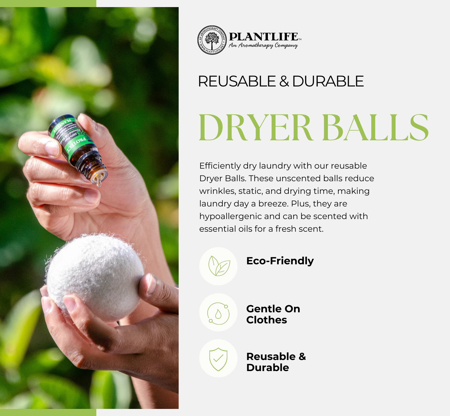Plantlife Reusable New Zealand Wool Dryer Balls, 6 XL