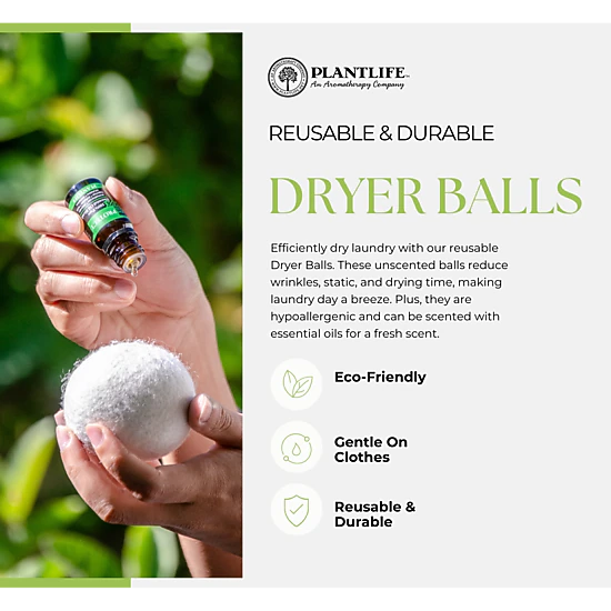 Plantlife Reusable New Zealand Wool Dryer Balls, 6 XL