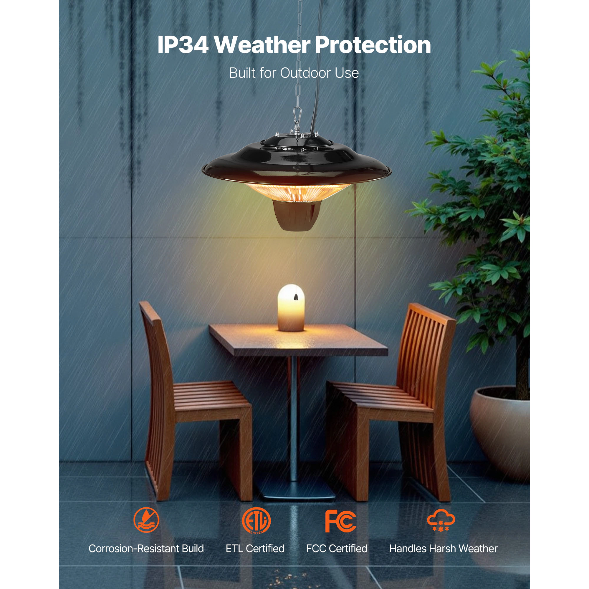 HONGGE Infrared Heater 1500W Electric Space Heater