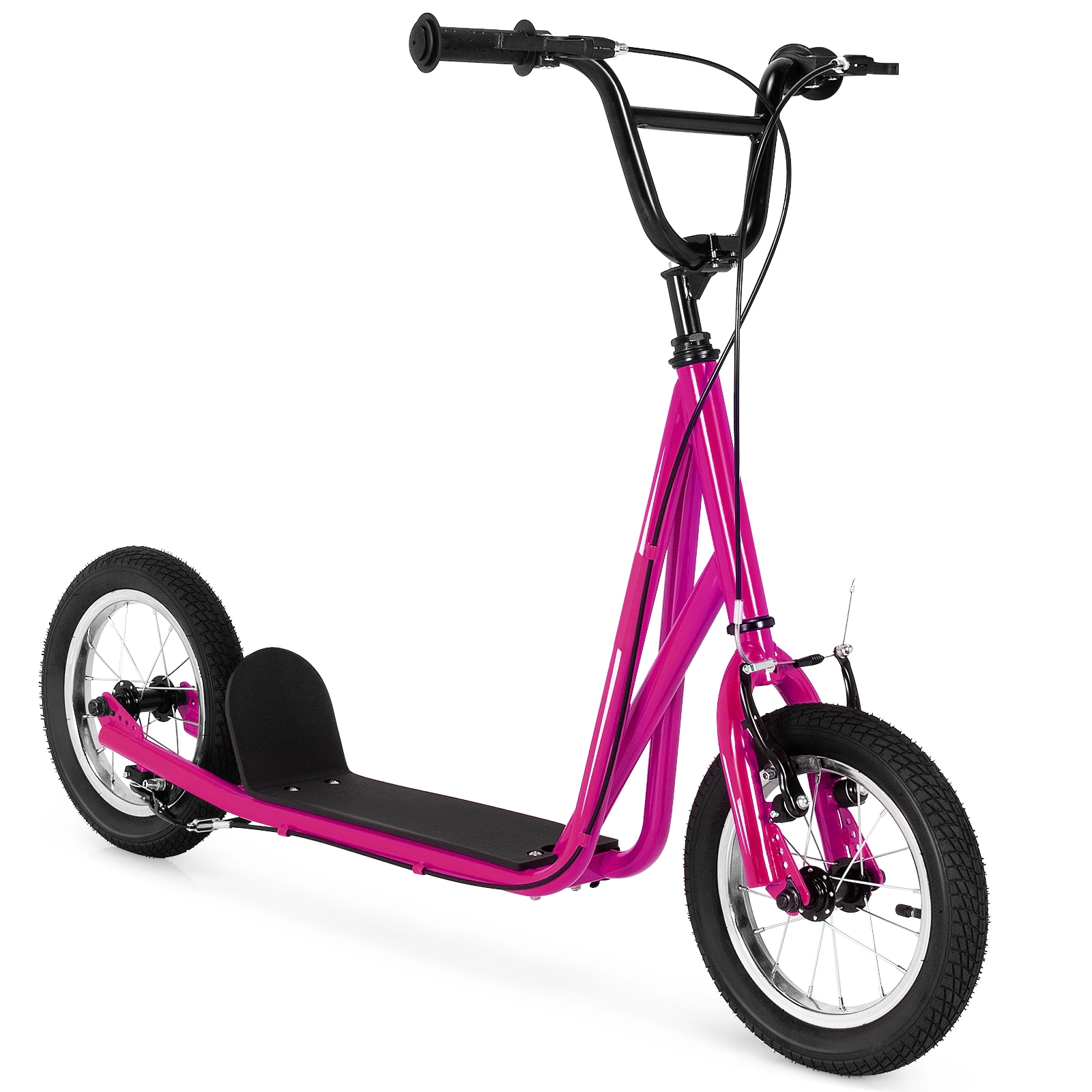 SUGIFT Kids Pink Kick Scooter with 12-in Air-Filled Wheels and Dual V-Brakes 33-in to 35-in H 165-lb Rider Capacity