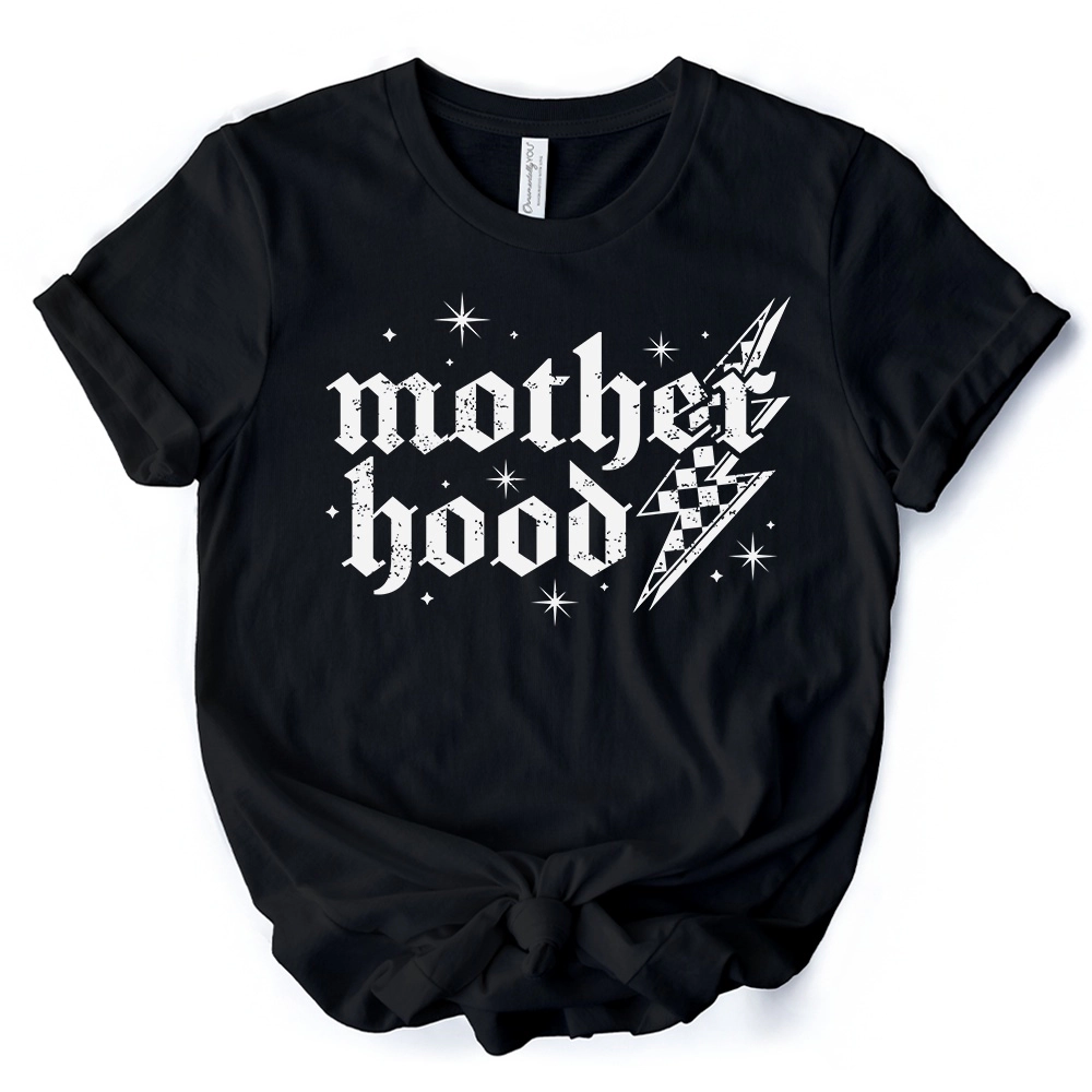 OrnamentallyYou Womens Checkered Motherhood Lightning T-Shirt