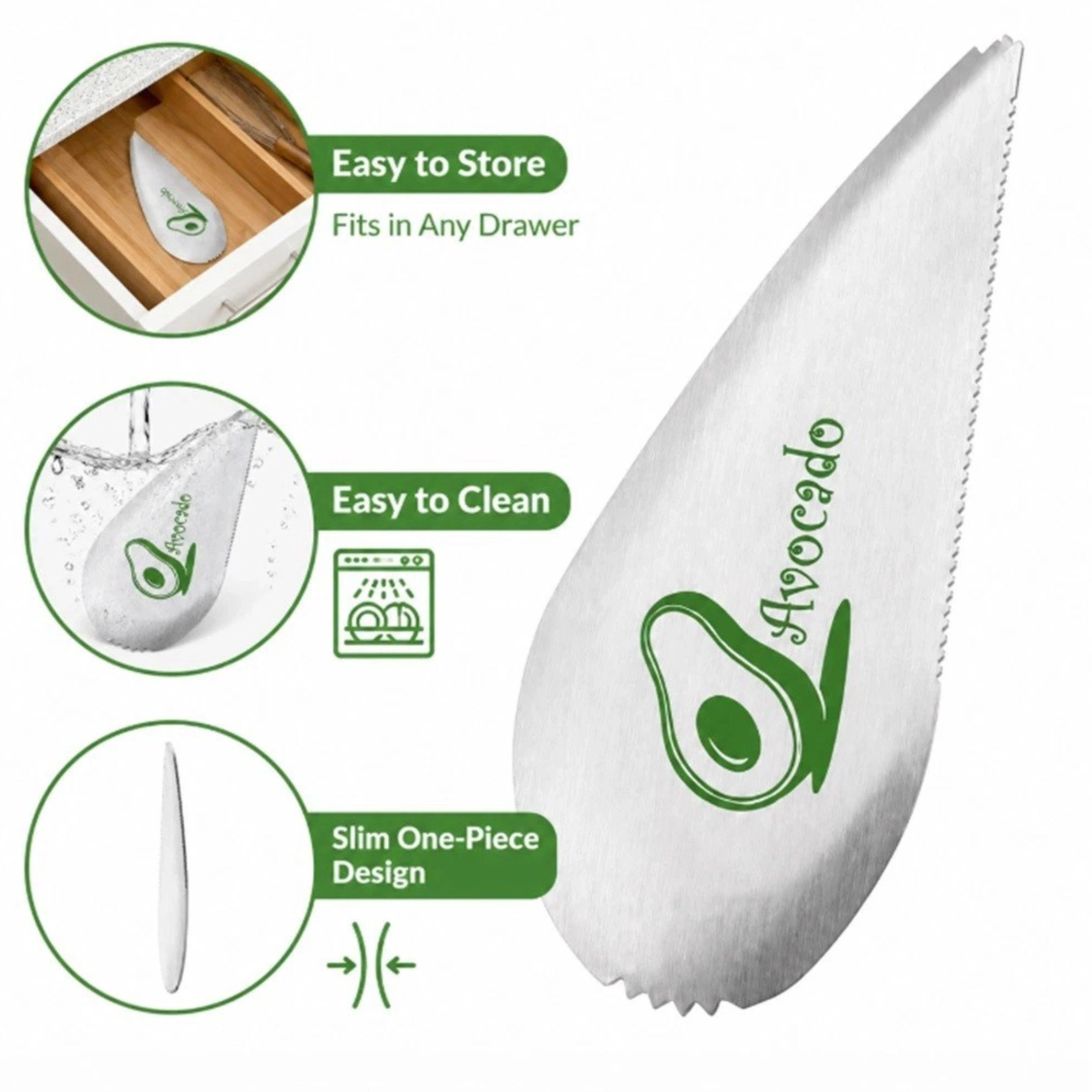 Home Collection Stainless Steel Avocado Slicer Cutter Peeler & Pit Remover Tool