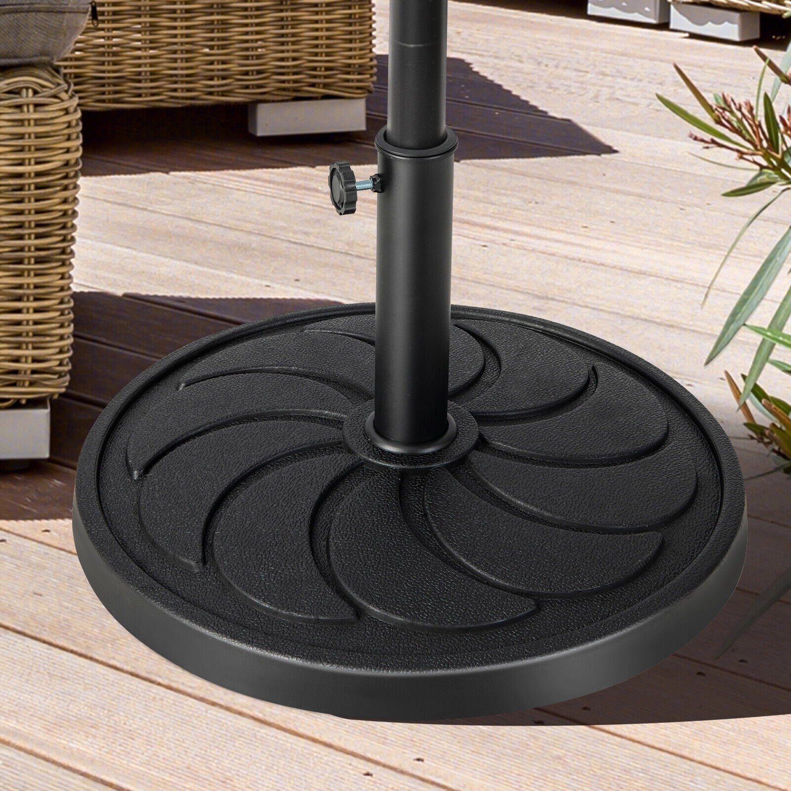 Slickblue 40 lb Resin Patio Umbrella Base with Metal Pole and Adapters Black