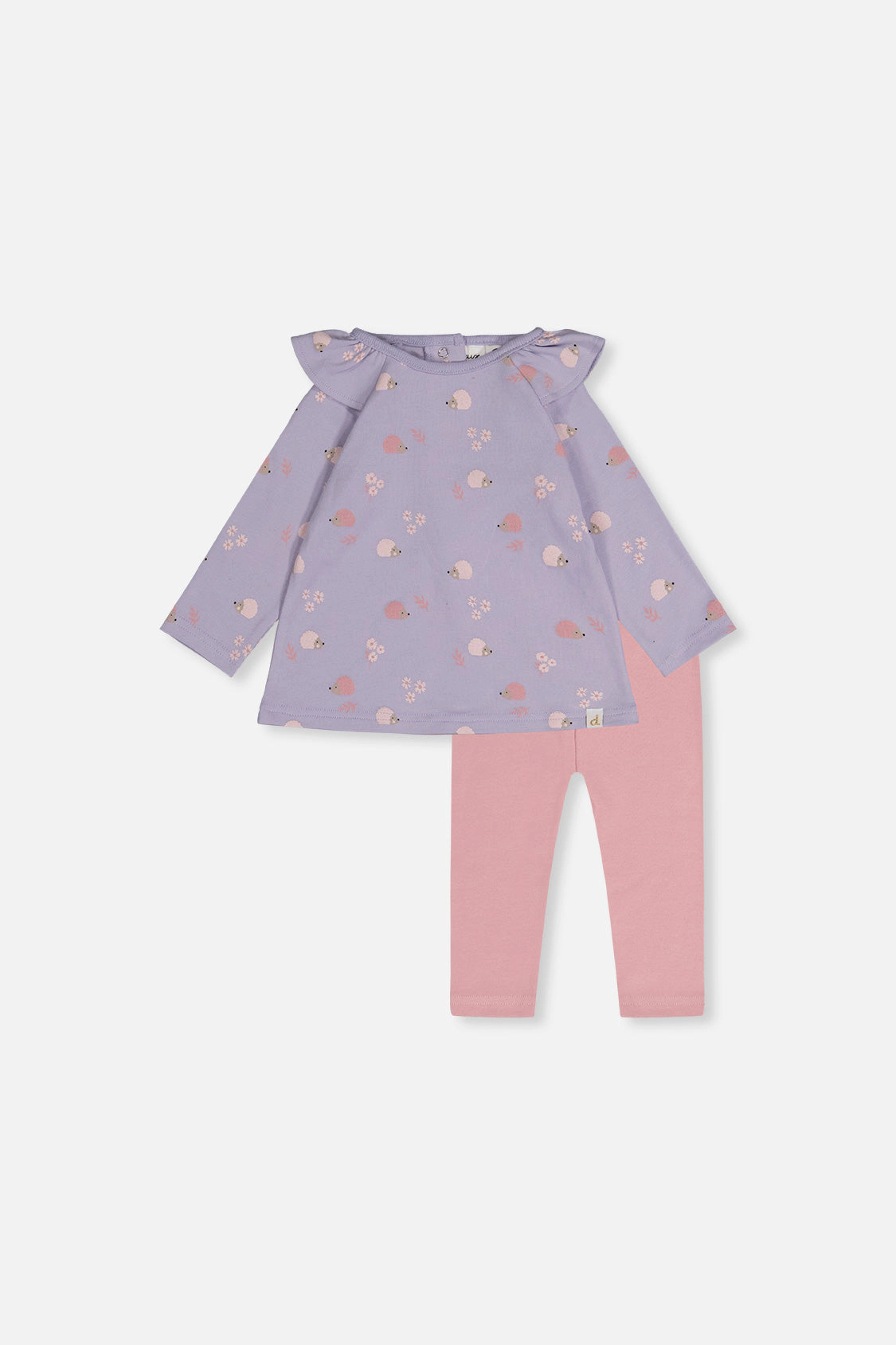 Deux par Girls Organic Cotton Tunic and Legging Set with Hedgehog Print