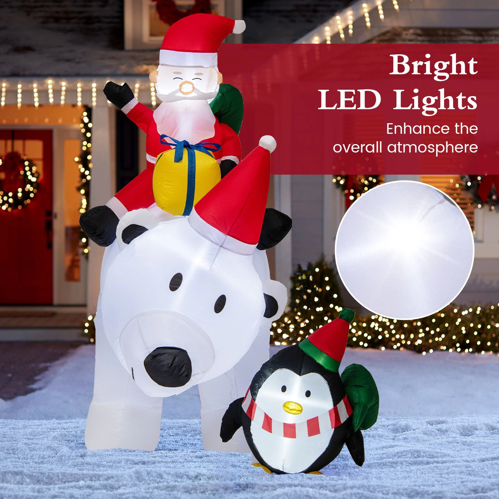 SlickBlue Unisex 7 Feet Christmas Inflatable Santa Polar Bear Decor
