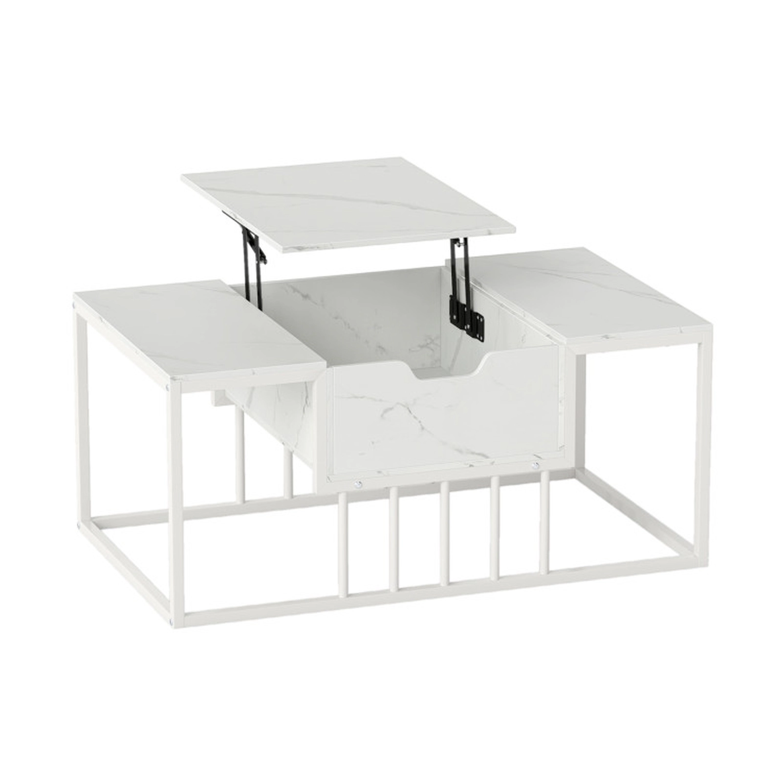 SUGIFT 39.5-in 110-lb Capacity White Lift Top Coffee Table with Gas Struts and Hidden Compartment