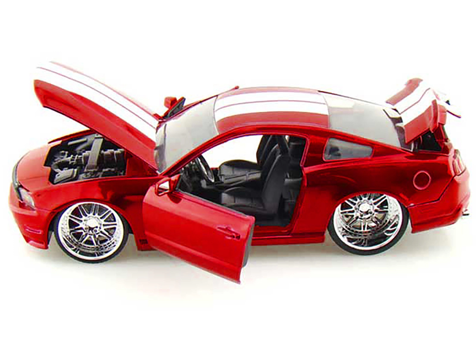 Jada 2010 Ford Mustang GT Red Metallic with White Stripes "Bigtime Muscle" Series 1/24 Diecast Model Car by Jada