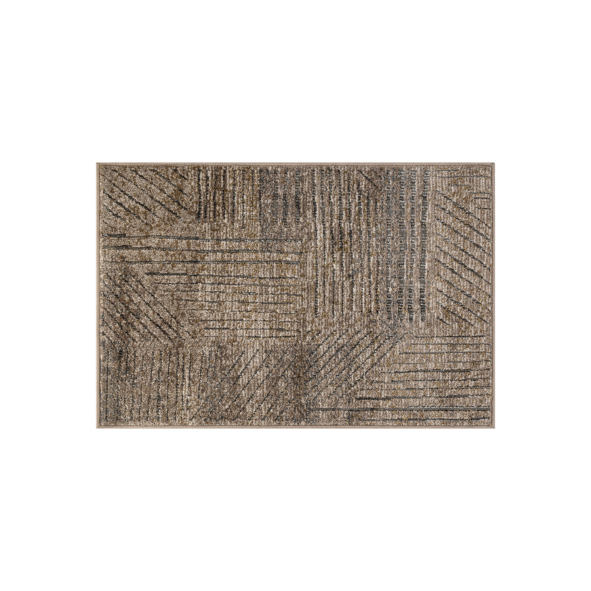 World Rug Gallery Modern Patchwork High-Low Indoor Runner Rug, Earthtone Geometric Design, Jute