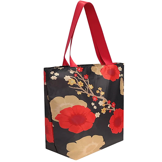 Wrapables Carryall Shopping Travel Tote Bag with Durable Ripstop Polyester, Midnight Floral