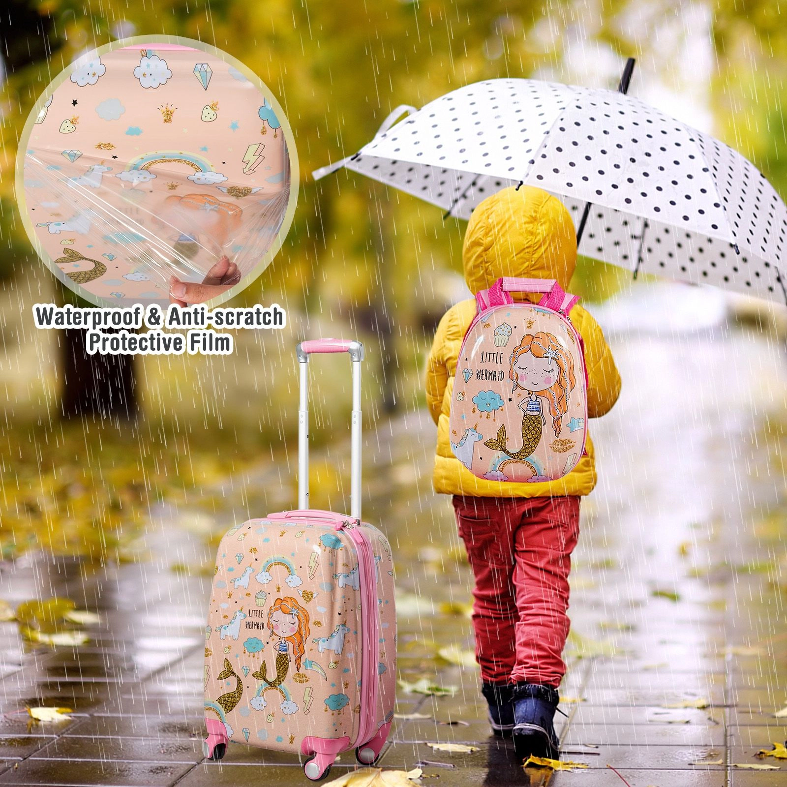SlickBlue 2-Piece Kids Travel Luggage Set with Rolling Suitcase
