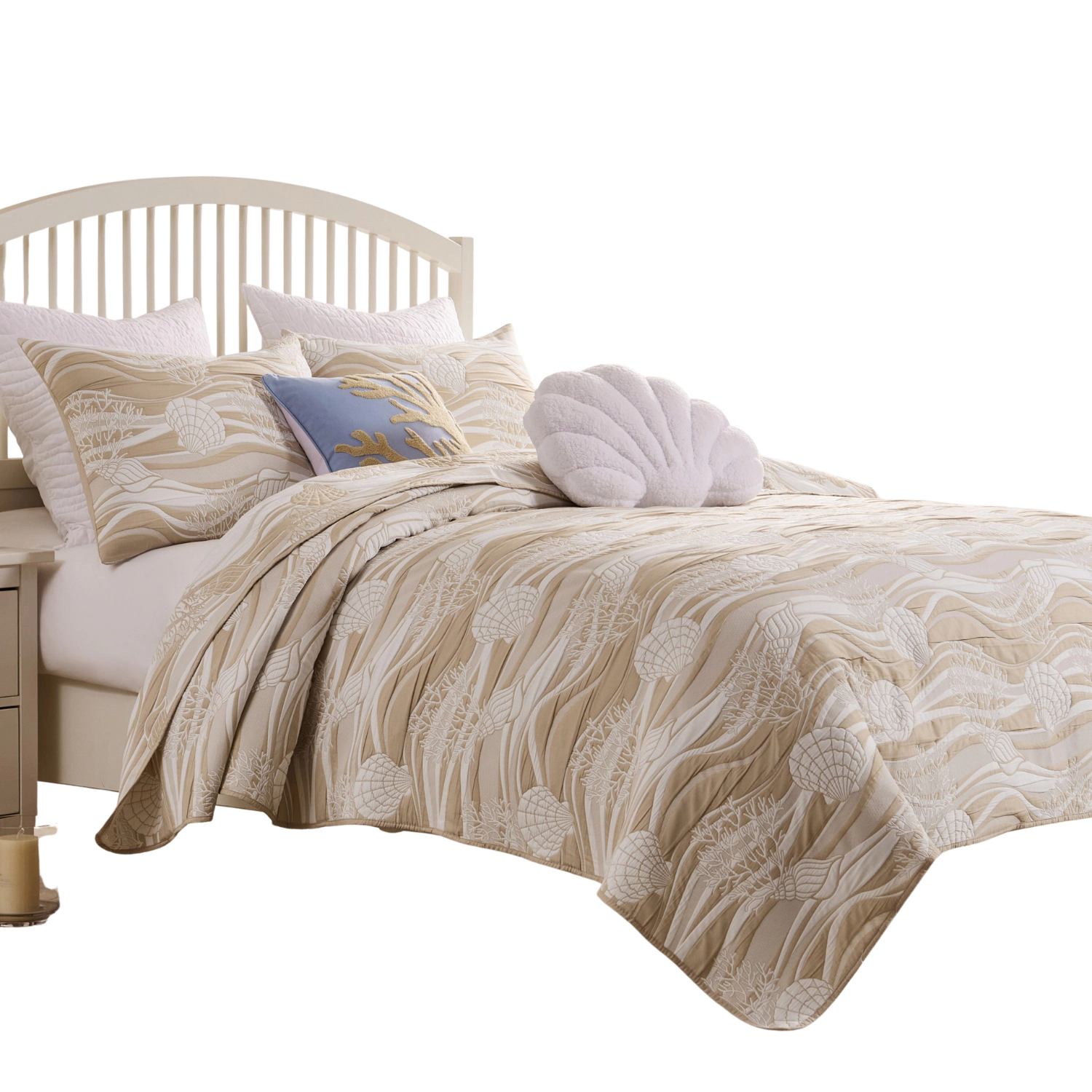 Greenland Home Fashion 100% Woven Polyester Jacquard Dover Coverlet Set 3 Piece