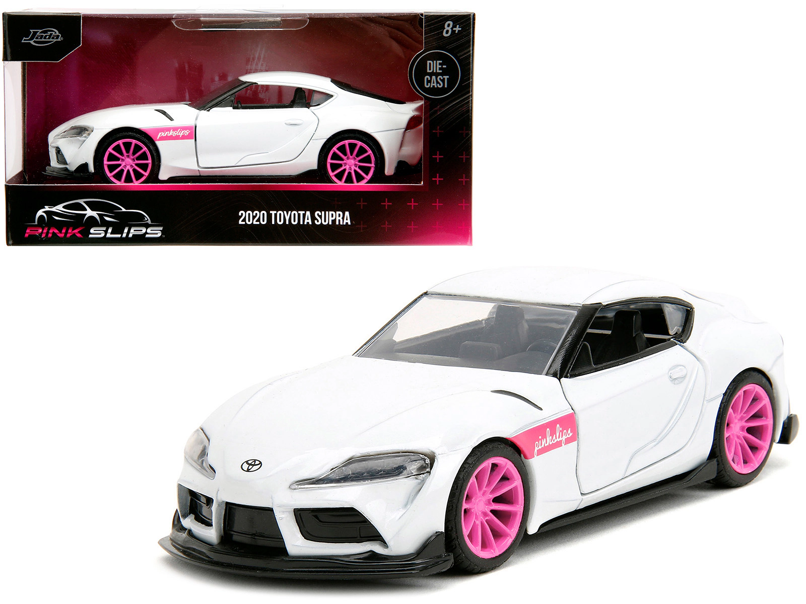 Jada 2020 Toyota Supra White Metallic with Pink Wheels "Pink Slips" Series 1/32 Diecast Model Car by Jada