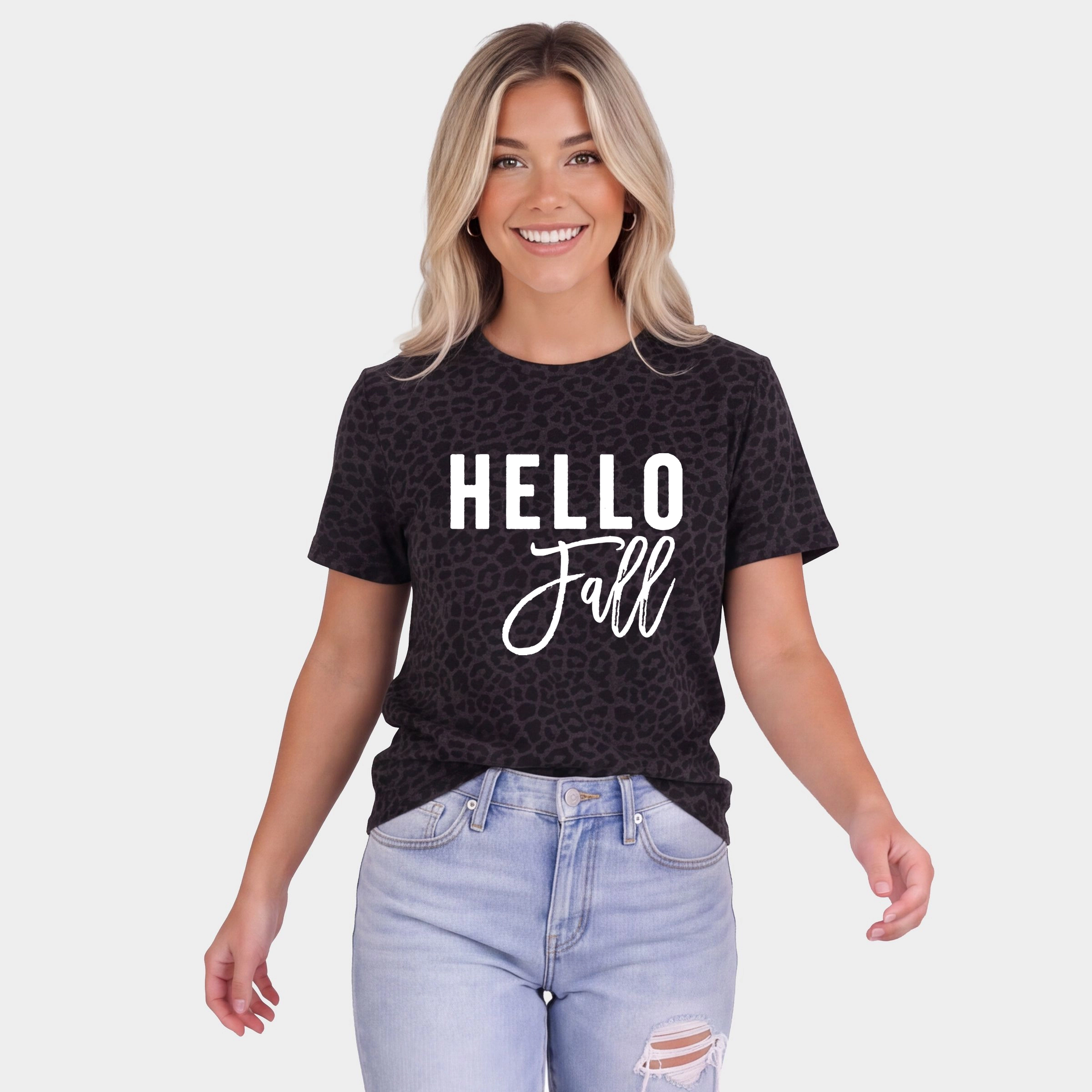 Simply Sage Market - Women's Leopard Print Tee Hello Fall