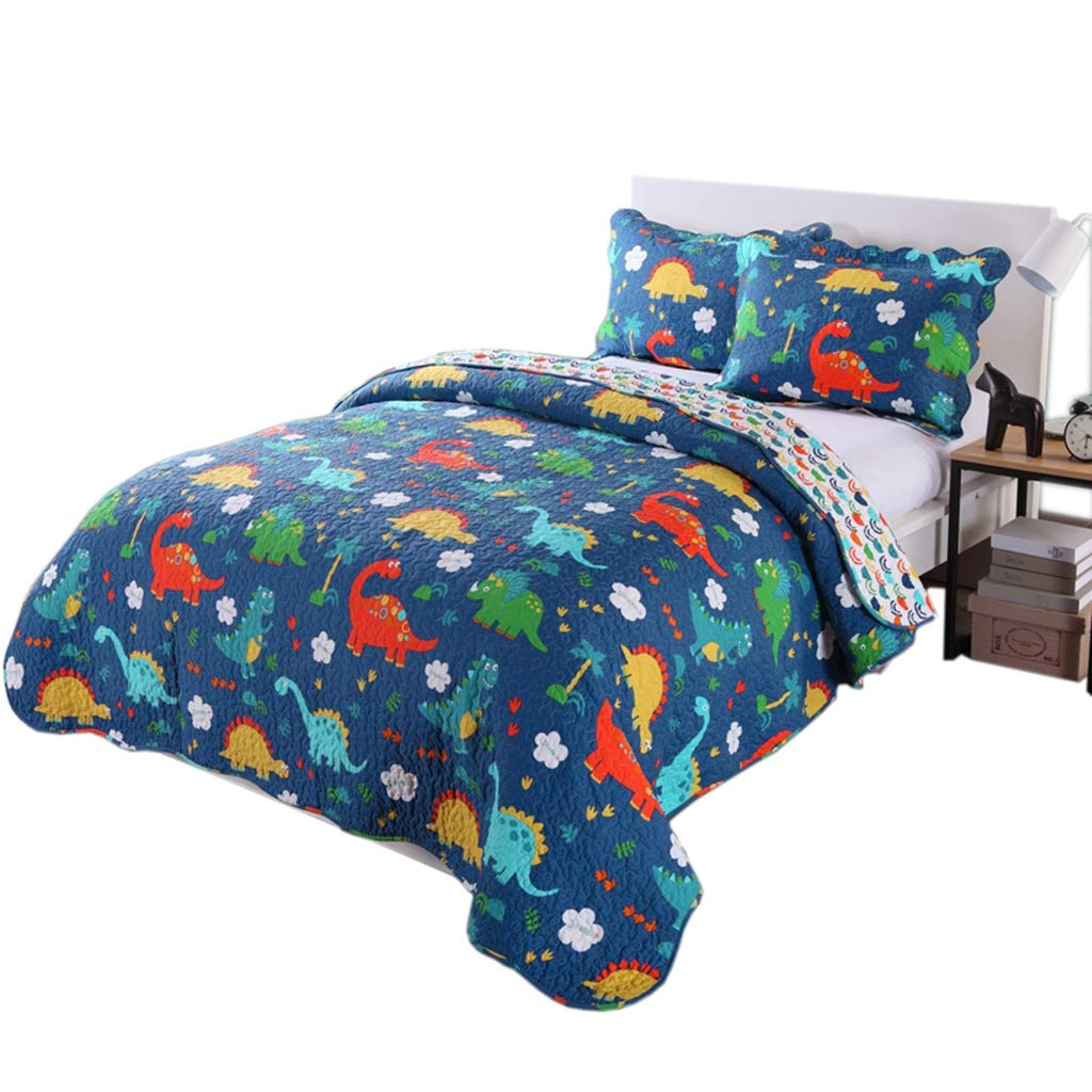 MarCielo 2/3 Piece Kids Dinosaur Quilt Set, 100% Cotton Lightweight Bedspread Set