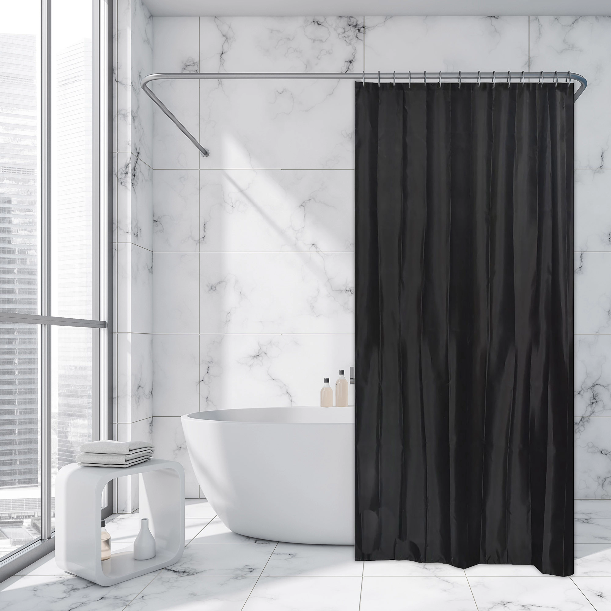 Evideco French Home Goods  Polyester Shower Curtain - 12 Rings Included