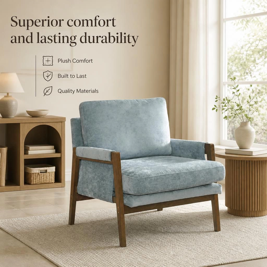 GOODSILO Modern Upholstered Velvet Accent Chair Comfortable Single Seating