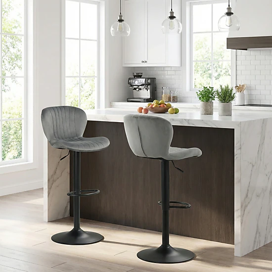 LJG Adjustable Counter Height Chairs Set of 2 with Velvet Upholstered Backrests