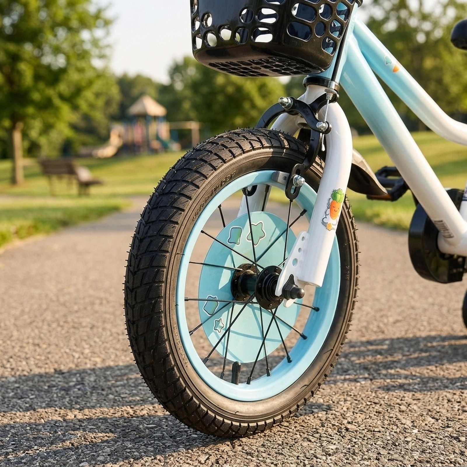 14-in Kids Bike Adjustable 30-in to 31.5-in Handlebar 19.5-in to 22-in Saddle Front Basket Fenders Ages 3-5 Blue