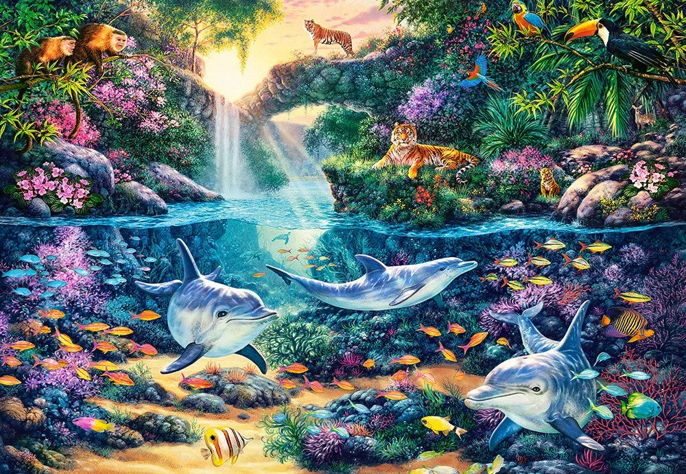 CASTORLAND 1500 Piece Jigsaw Puzzles, Jungle Paradise, Secret oasis, Underwater world, Exotic birds, C-151875-2