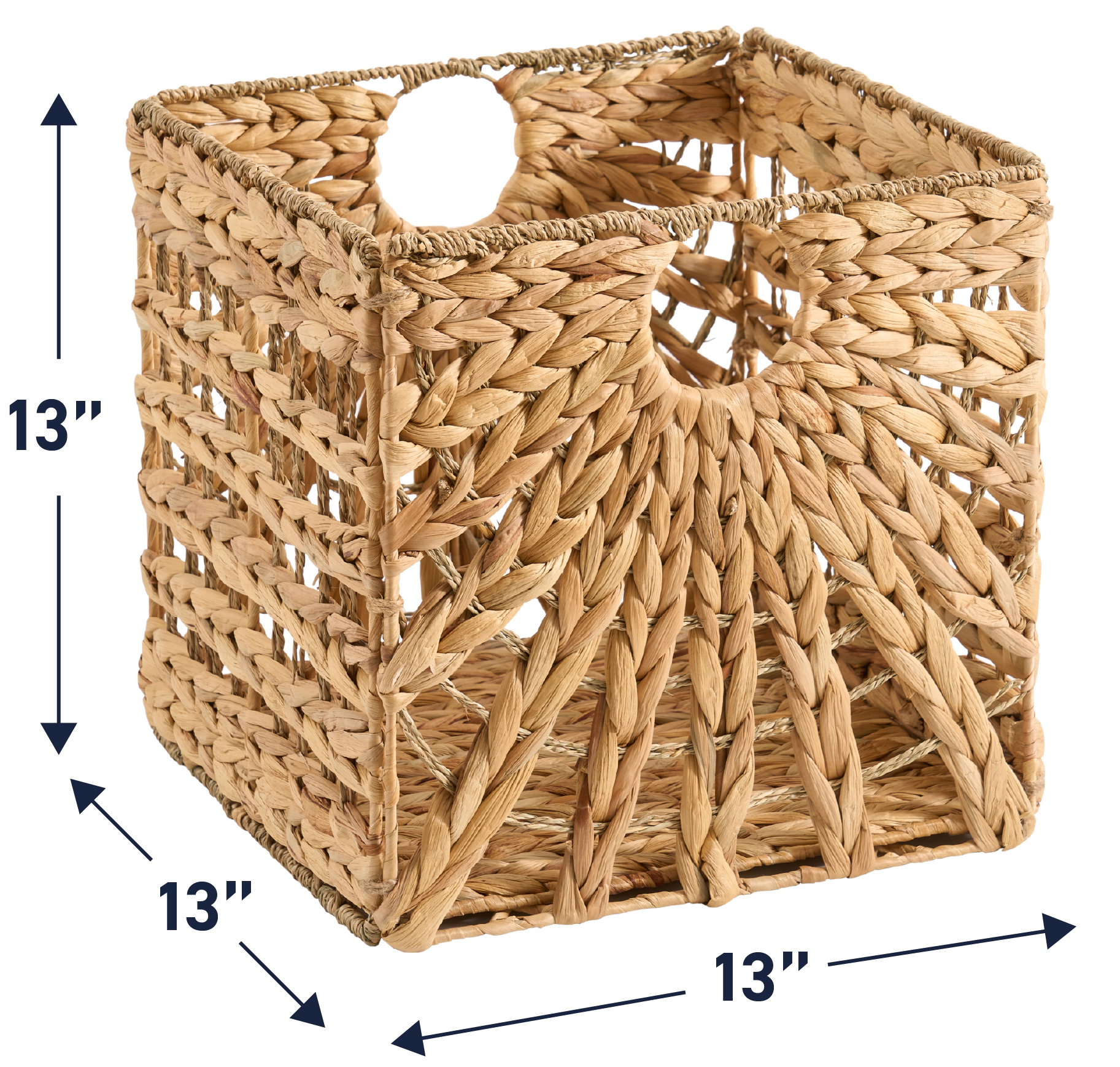 Ornavo Home 13 x 13 Inches Water Hyacinth Seagrass Storage Basket - Set of 8