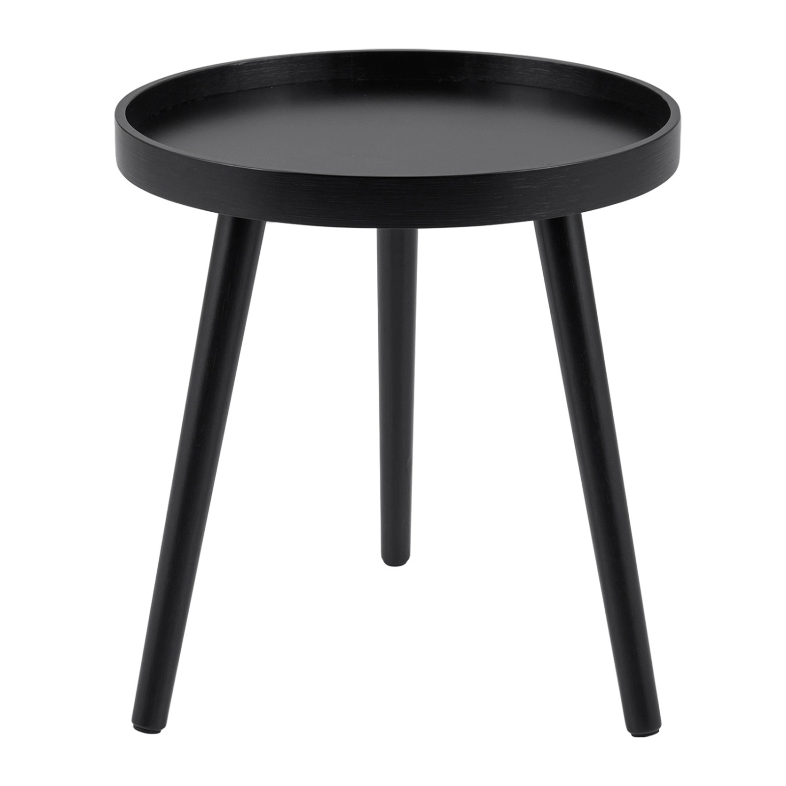 SUGIFT Black 17-Inch Round Side Table with Tray Top and Bamboo Legs