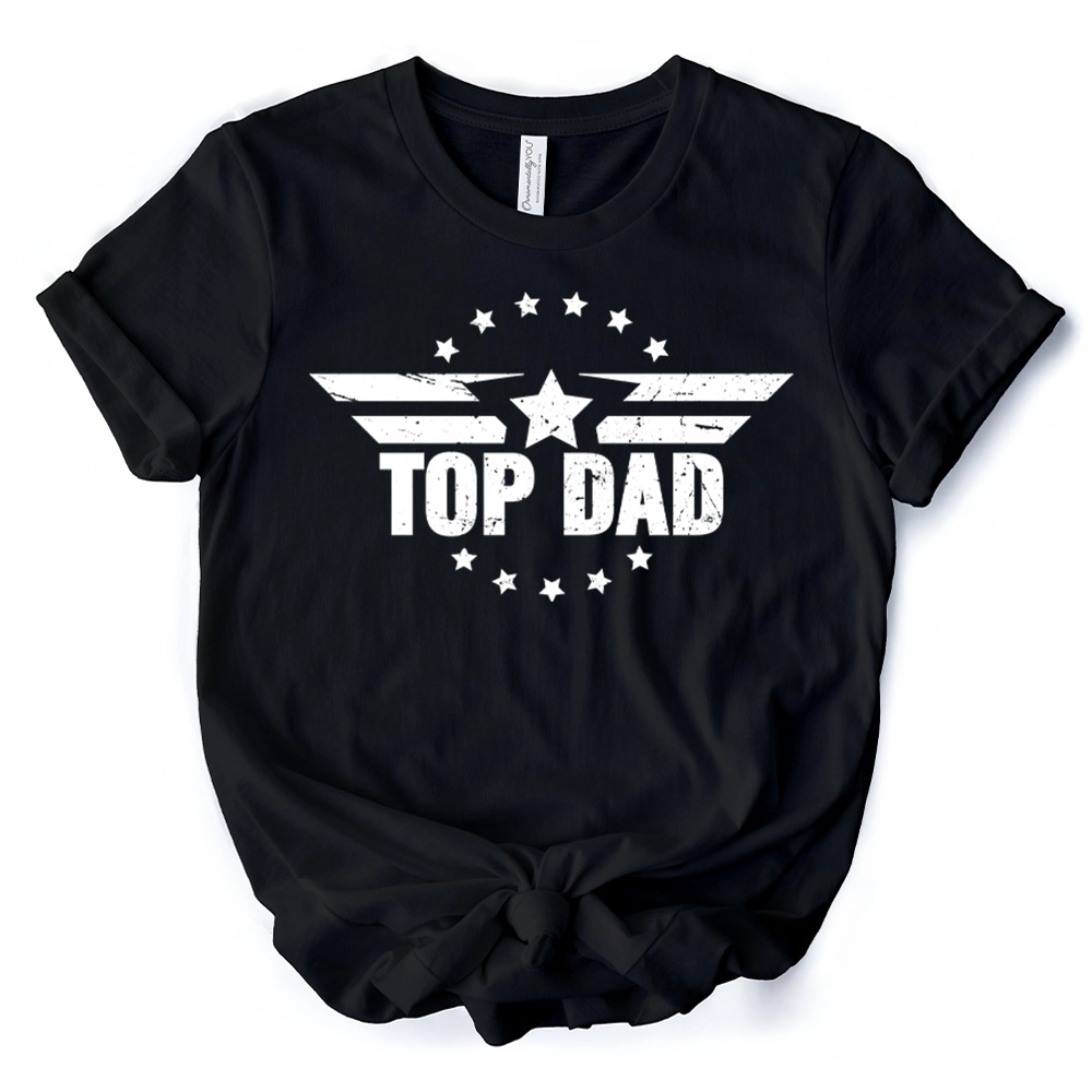 OrnamentallyYou Mens Top Dad Military Star T-Shirt